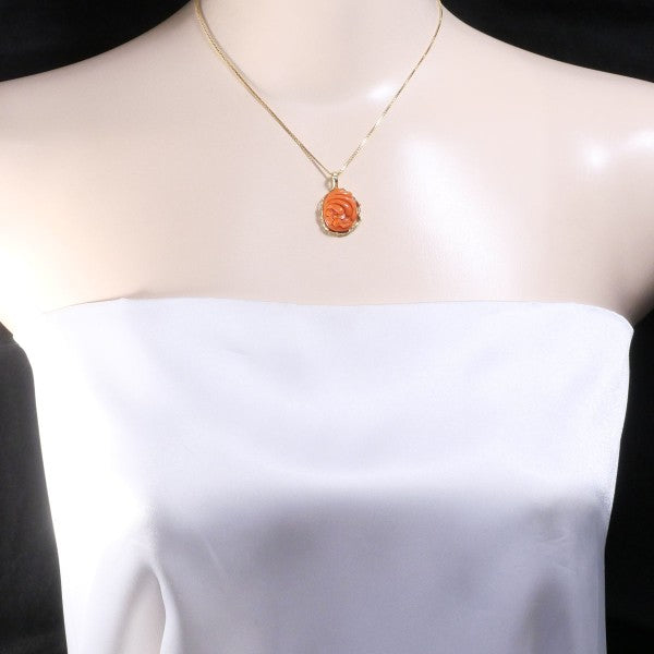 18K Yellow Gold Coral Necklace for Women - Elegant Handmade Jewelry Gift for Birthday, Anniversary & Valentine's Day | Perfect for Beach Weddings, Summer Parties & Boho Fashion