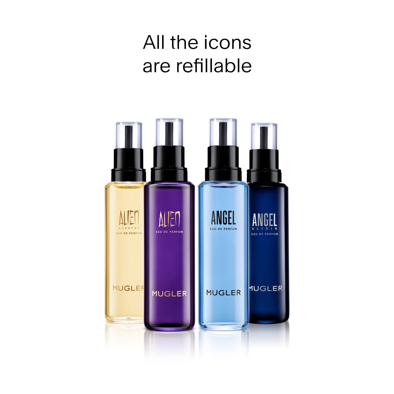 Mugler Angel Elixir Eau de Parfum for Women - Floral Woody Fragrance with Sandalwood, Amber & Vanilla - 1.6oz Refillable Perfume & 3.3oz Refill Bundle - Perfect for Date Nights, Special Occasions & Daily Wear