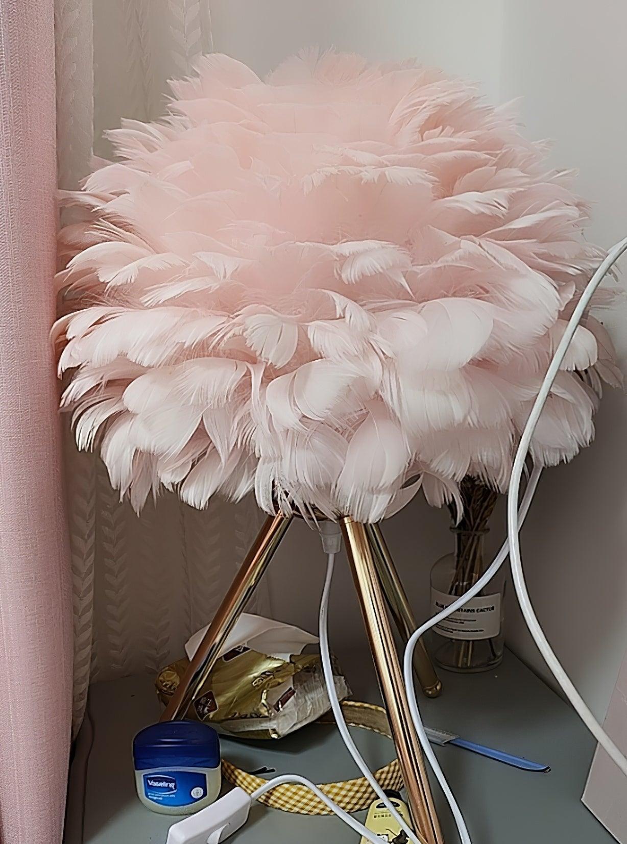 Elegant Goose Feather Table Lamp - Soft Warm White Light for Bedroom, Living Room & Office Decor - Perfect for Relaxation & Cozy Ambience
