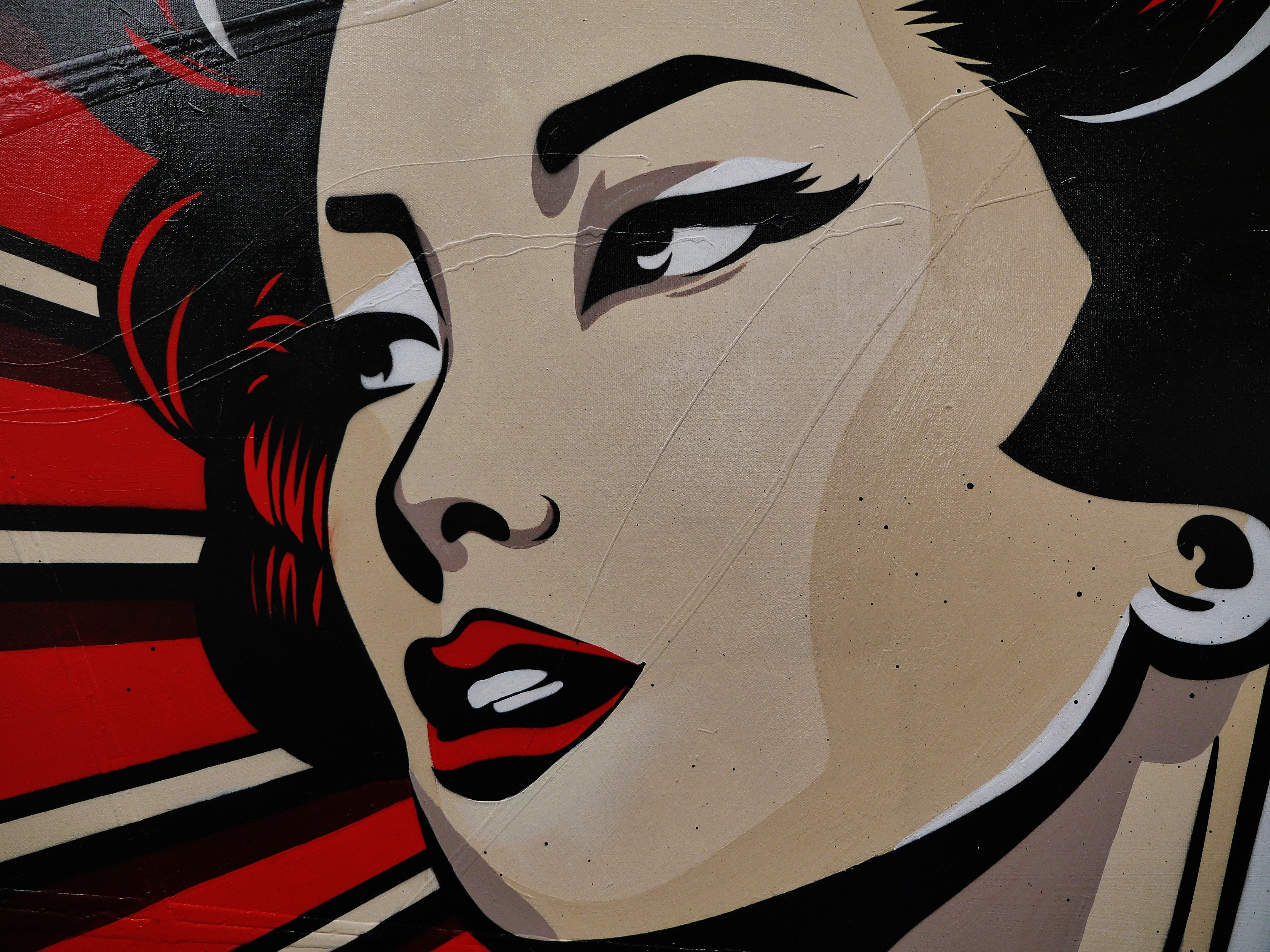 160cm x 100cm Textured Classic Pop Art Canvas Painting - Vibrant Wall Decor for Living Room, Bedroom & Office - My Heart Was Beating Artwork