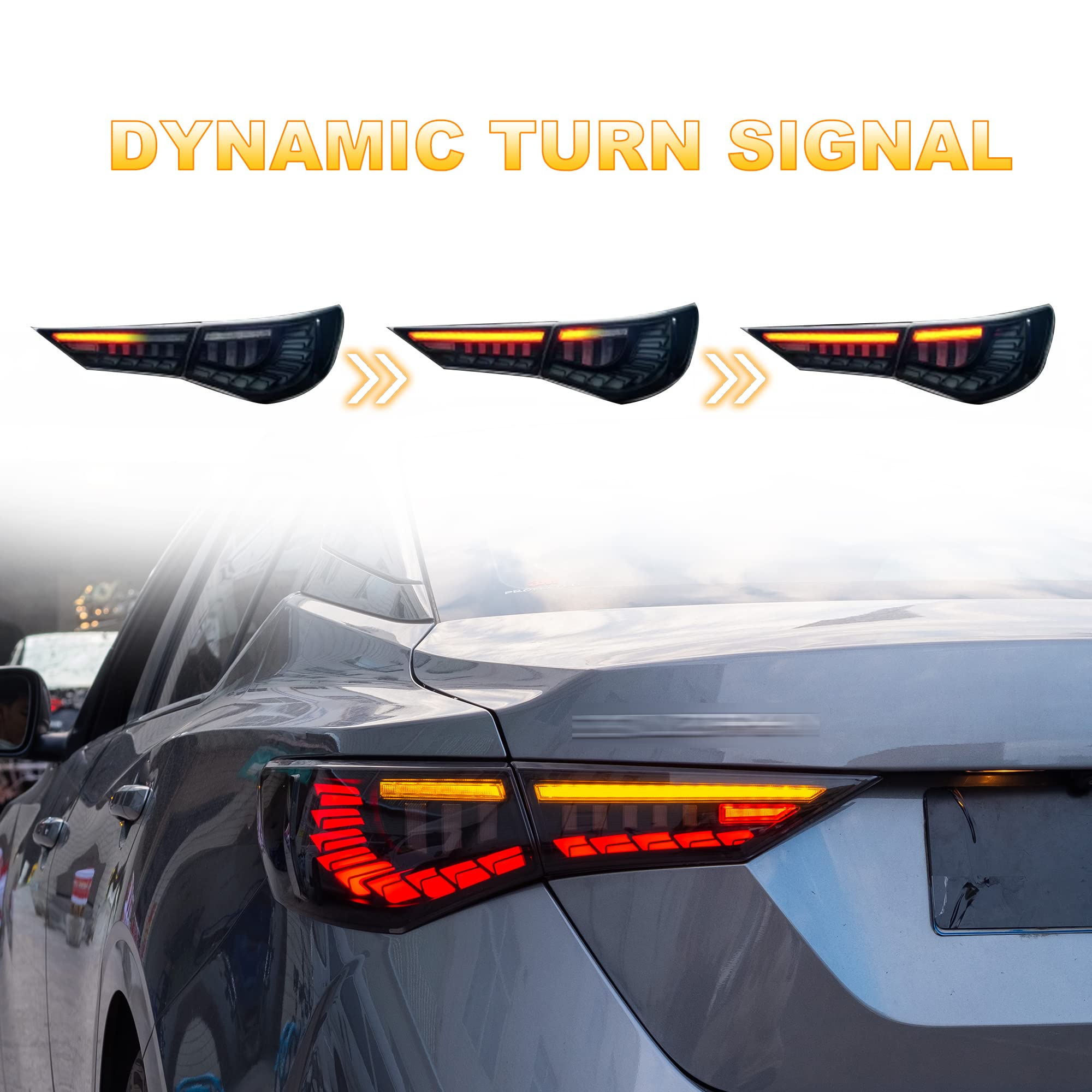 Smoked LED Tail Lights Assembly for Nissan Sylphy/Sentra 2019-2022 - Sequential Turn Signals with Dynamic Animation | Rear Lamps Replacement | Enhanced Night Driving Safety & Style Upgrade