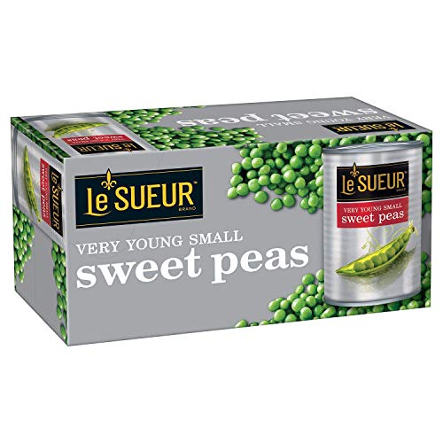 Le Sueur Very Young Small Sweet Peas - 15 oz Cans (Pack of 6, 8 Cans Total) - Premium Tender Peas for Salads, Casseroles & Side Dishes