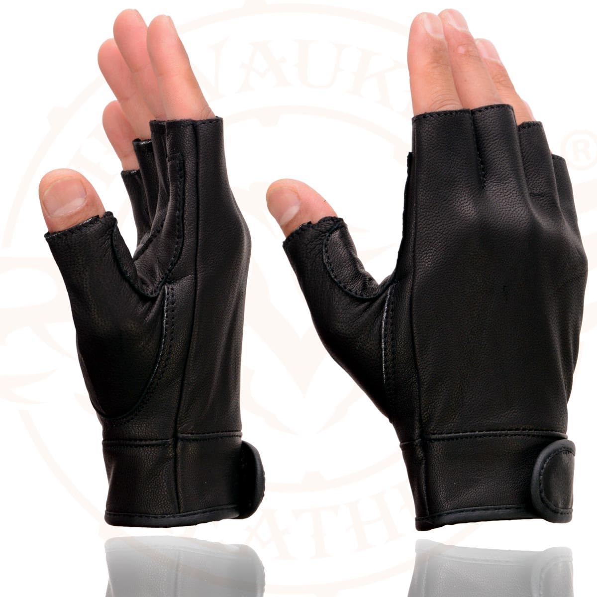 Milwaukee Leather MG7585 Men's Black Fingerless Motorcycle Gloves - Gel Padded Palm, Full Panel Cover, Medium Size | Comfortable Riding Gloves for Cruiser & Sport Bikes
