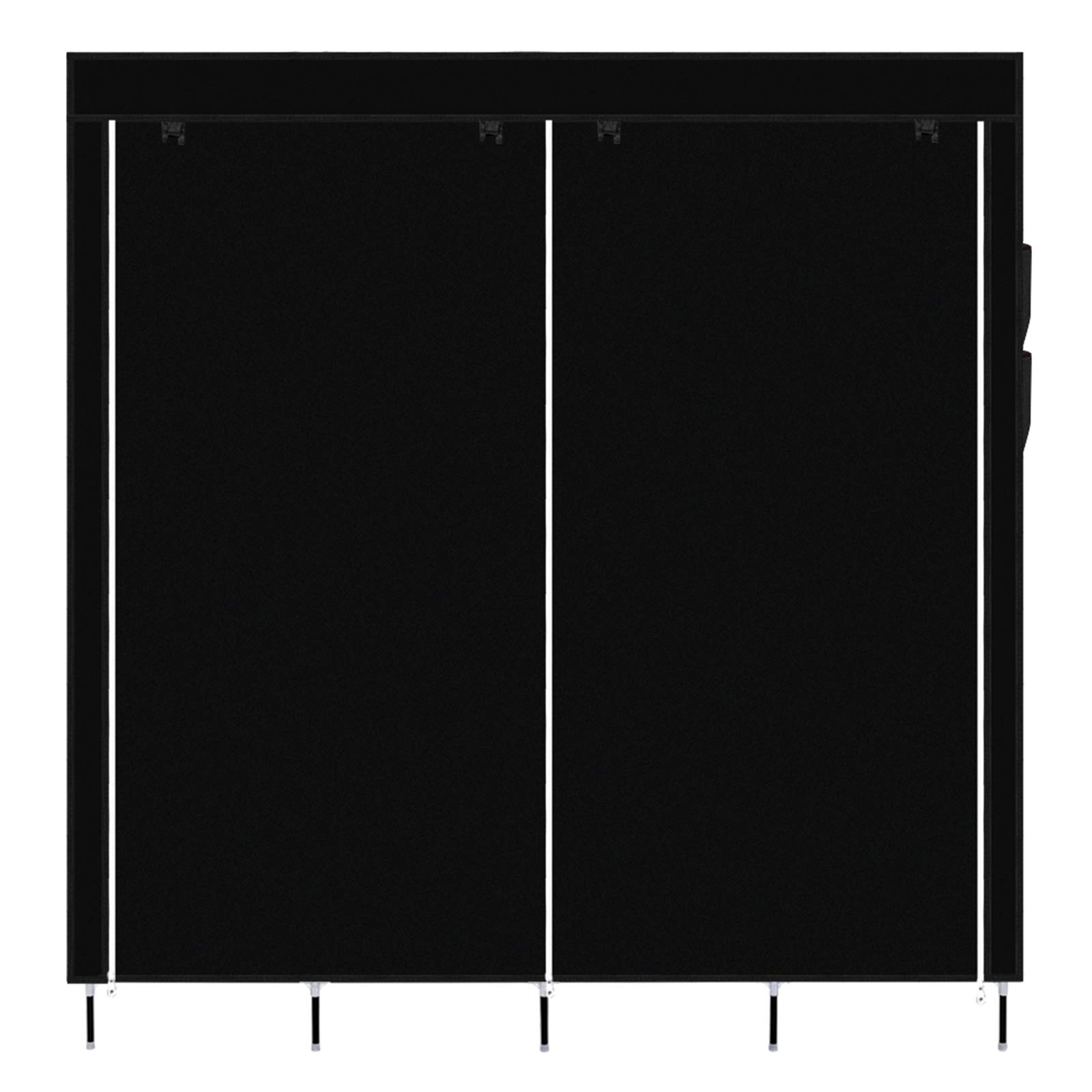 Portable Wardrobe Closet Organizer with 4 Side Pockets & 12 Shelves - Dustproof Zippered Non-Woven Fabric Cover - 66.75