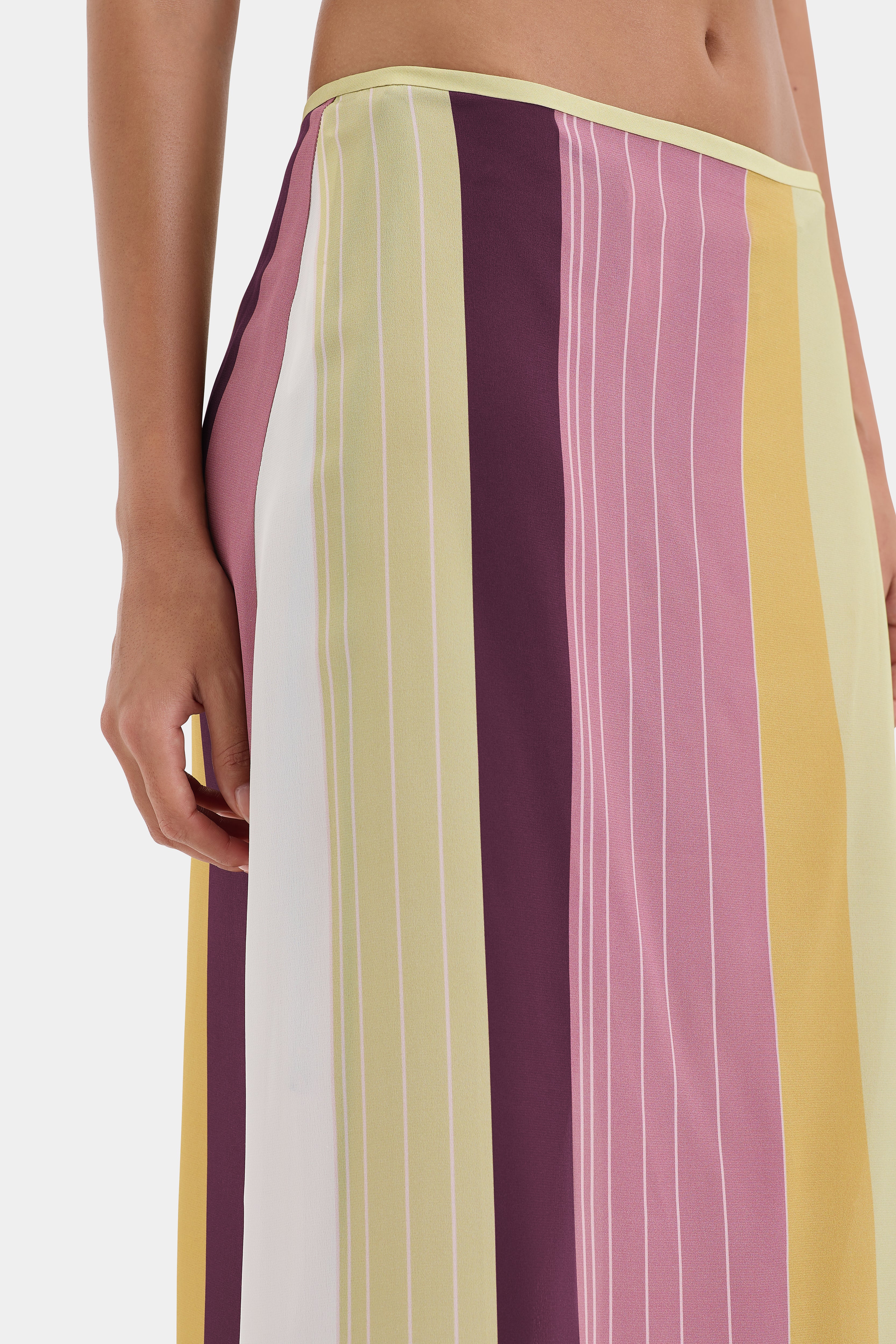Fontana Skirt Elisa Stripe - Women's Fashion Floral Print Midi Skirt for Casual Wear, Office & Summer Outfits