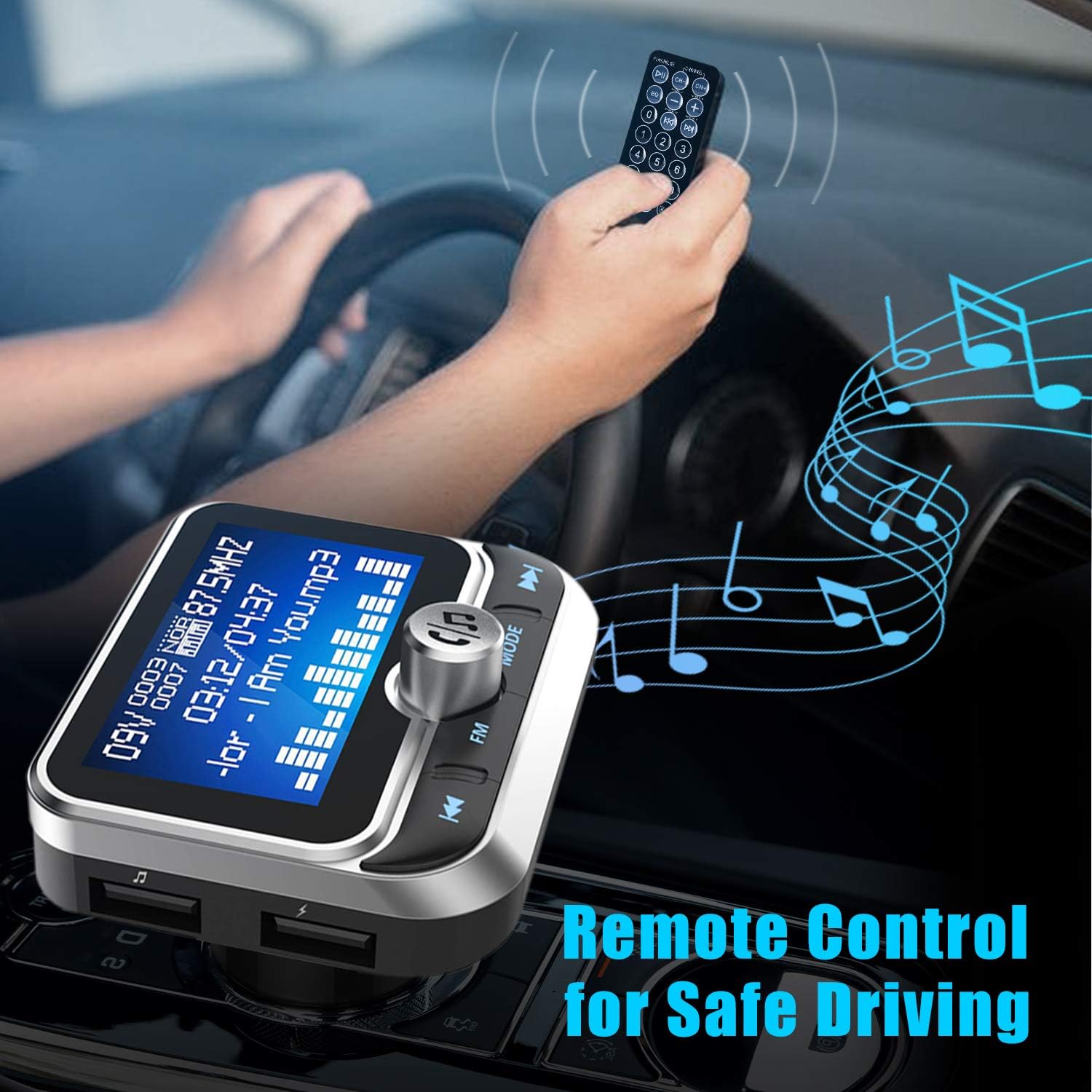 Wireless Bluetooth FM Transmitter for Car with 1.8