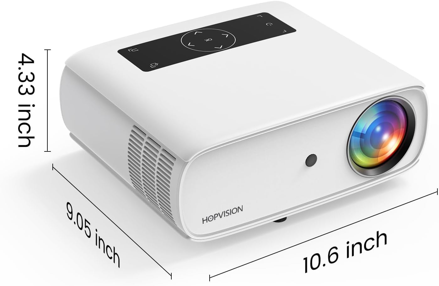 HOPVISION Native 1080P Full HD Projector - 9500Lux Brightness, 150000 Hours LED Life, 4K Support, 350