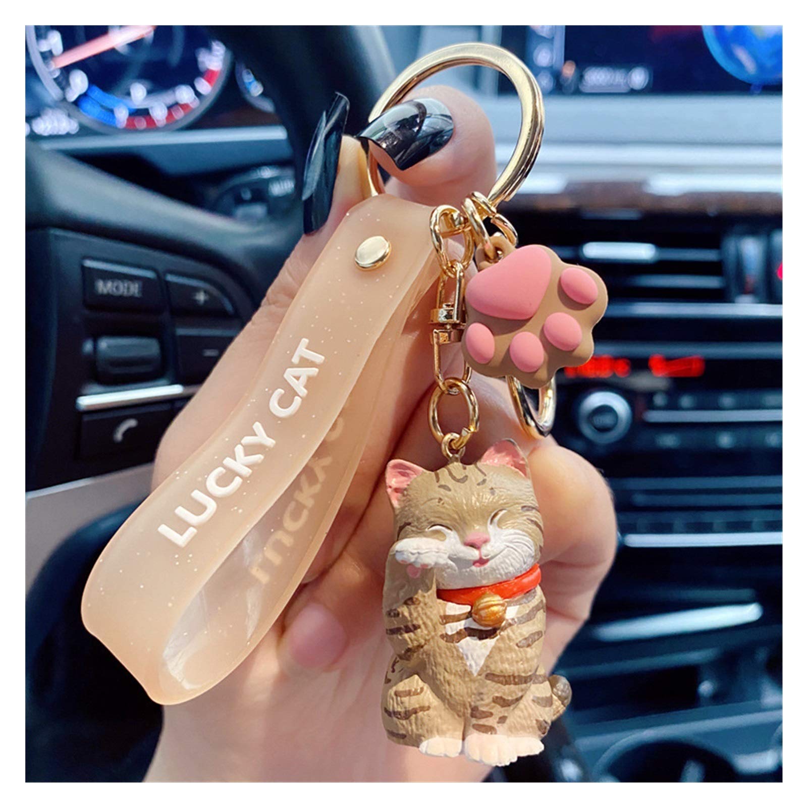 Cute Cat Cartoon Keychain - Epoxy Metal Key Chain with Tiger Spot Design - Perfect for Gifts, Home Decor, and Everyday Use