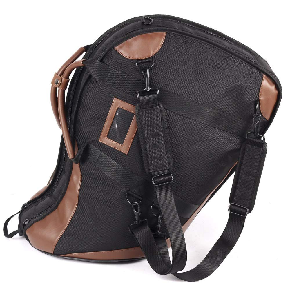 **JC Thick Oxford Cloth Waterproof French Horn Case - Splash-Resistant Brass Instrument Bag with Divided Body & Integrated Style, Portable Backpack for Travel & Performance (Black)**    **Usage Scenarios:** Perfect for musicians on the go, school band practice, outdoor performances, and secure storage of your French horn.