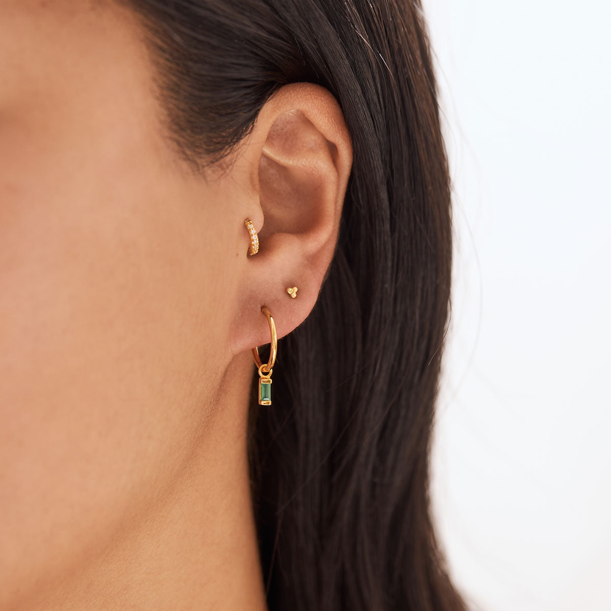 Luminous Green Onyx Hoop Earrings in 14K Gold - Elegant Statement Jewelry for Women, Perfect for Parties, Weddings & Special Occasions