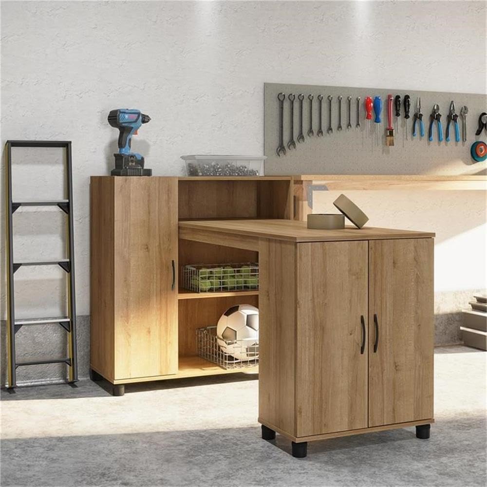 Pemberly Row Transitional Engineered Wood Hobby and Craft Desk in Natural - Perfect for DIY Projects, Scrapbooking & Home Office Workspace