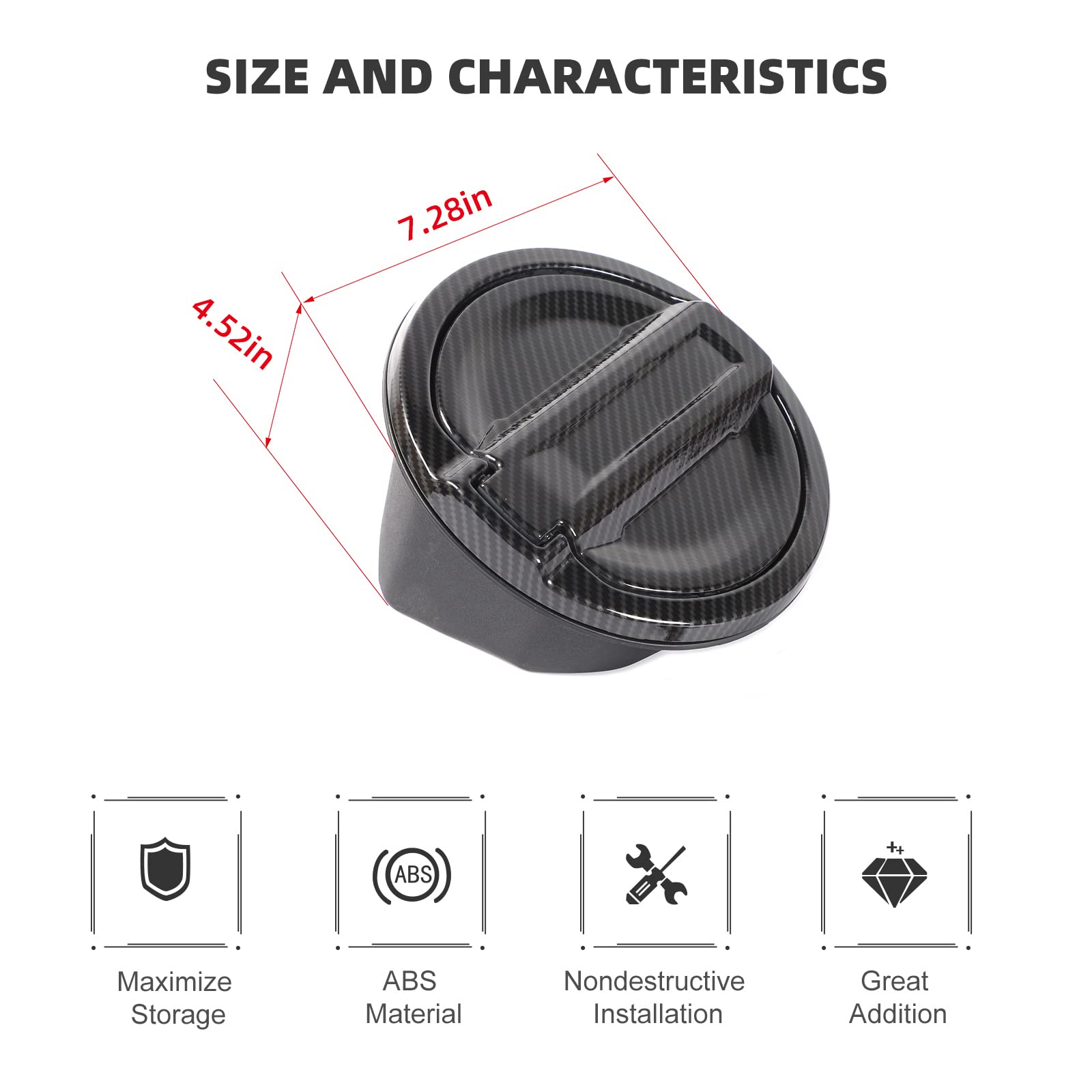 Premium Carbon Fiber Fuel Filler Door Cover for Jeep Wrangler JL/JLU & Gladiator 2018-2023 - Durable Gas Tank Cap Accessory for Off-Road Adventures & Daily Driving Protection