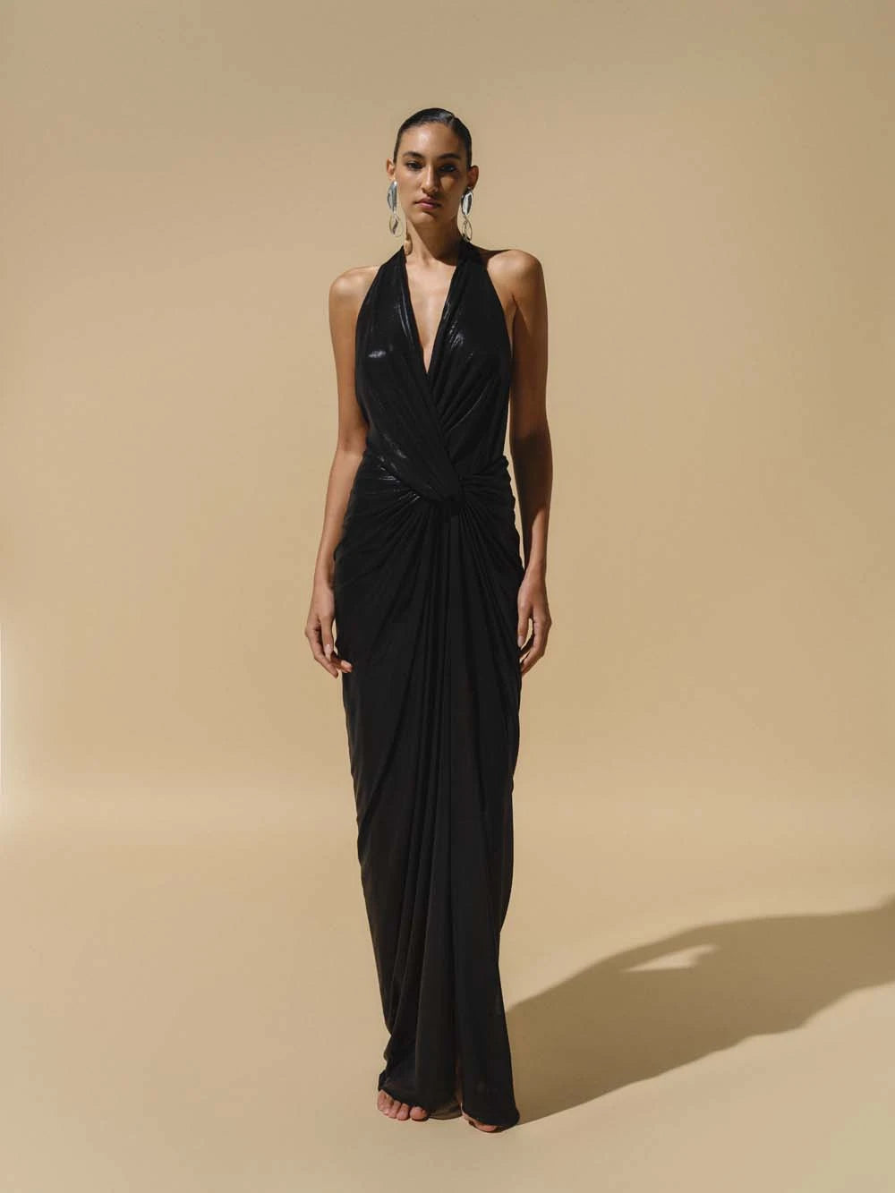 Liz Women's Maxi Dress Black - Elegant Long Sleeve Flowy Summer Dress for Beach, Party & Casual Wear