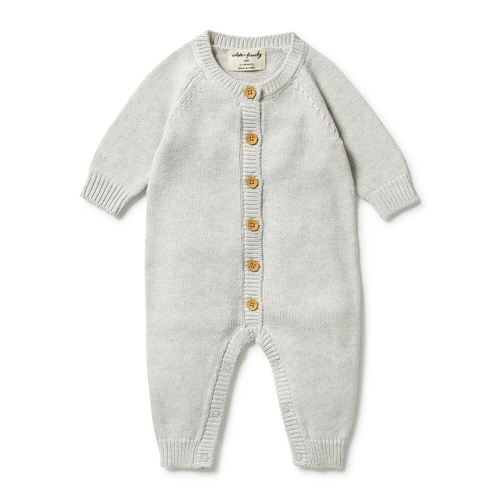 Baby Knitted Button Growsuit - Soft Cotton Romper with Snap Buttons for Easy Diaper Change | Perfect for Newborns, Infants & Toddlers | Ideal for Playtime, Naptime & Family Outings