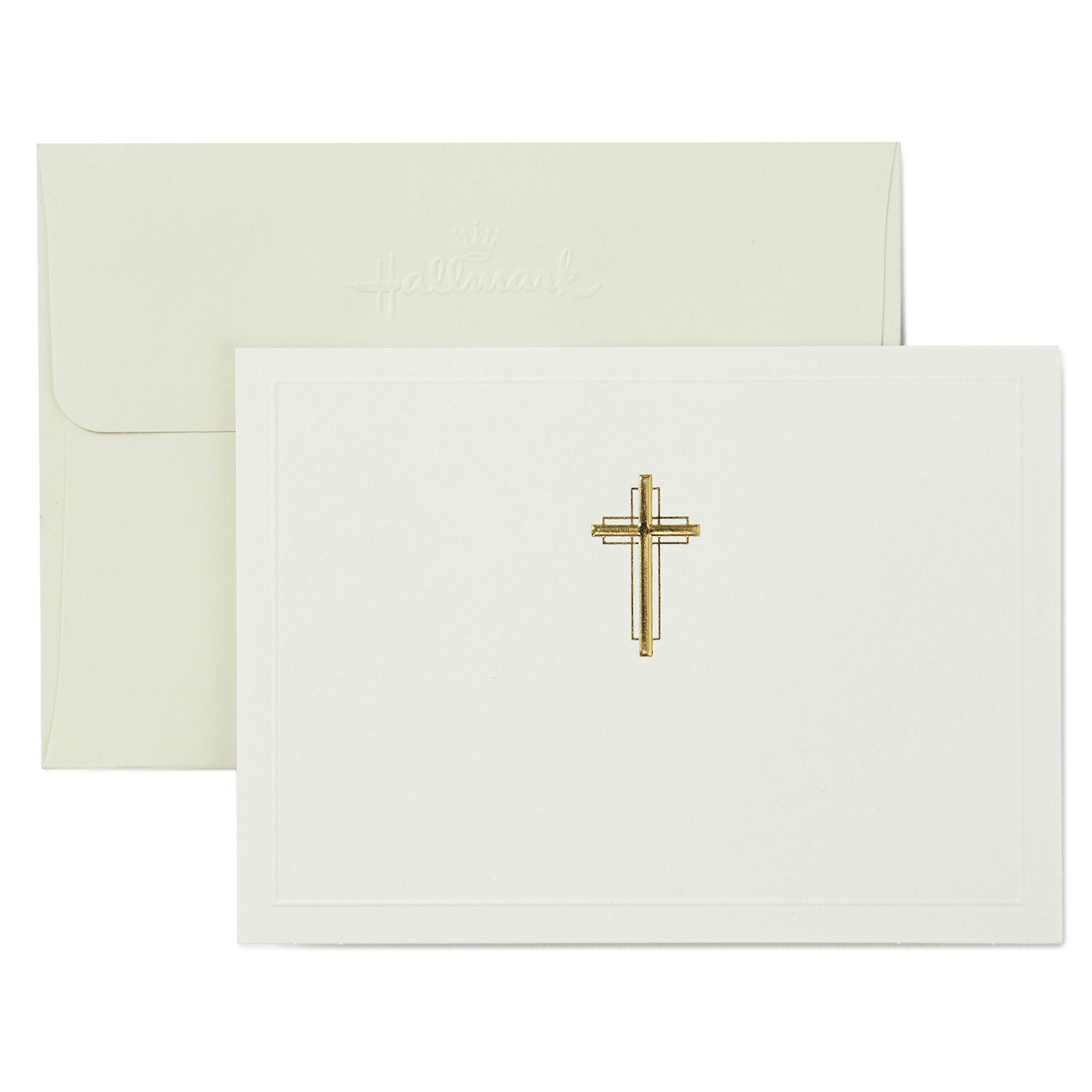 Hallmark Religious Blank Cards with Gold Cross - 20 Pack Includes Envelopes | Christian Greeting Cards for Easter, Christmas, Baptism & Sympathy | Perfect for Church Events & Spiritual Occasions