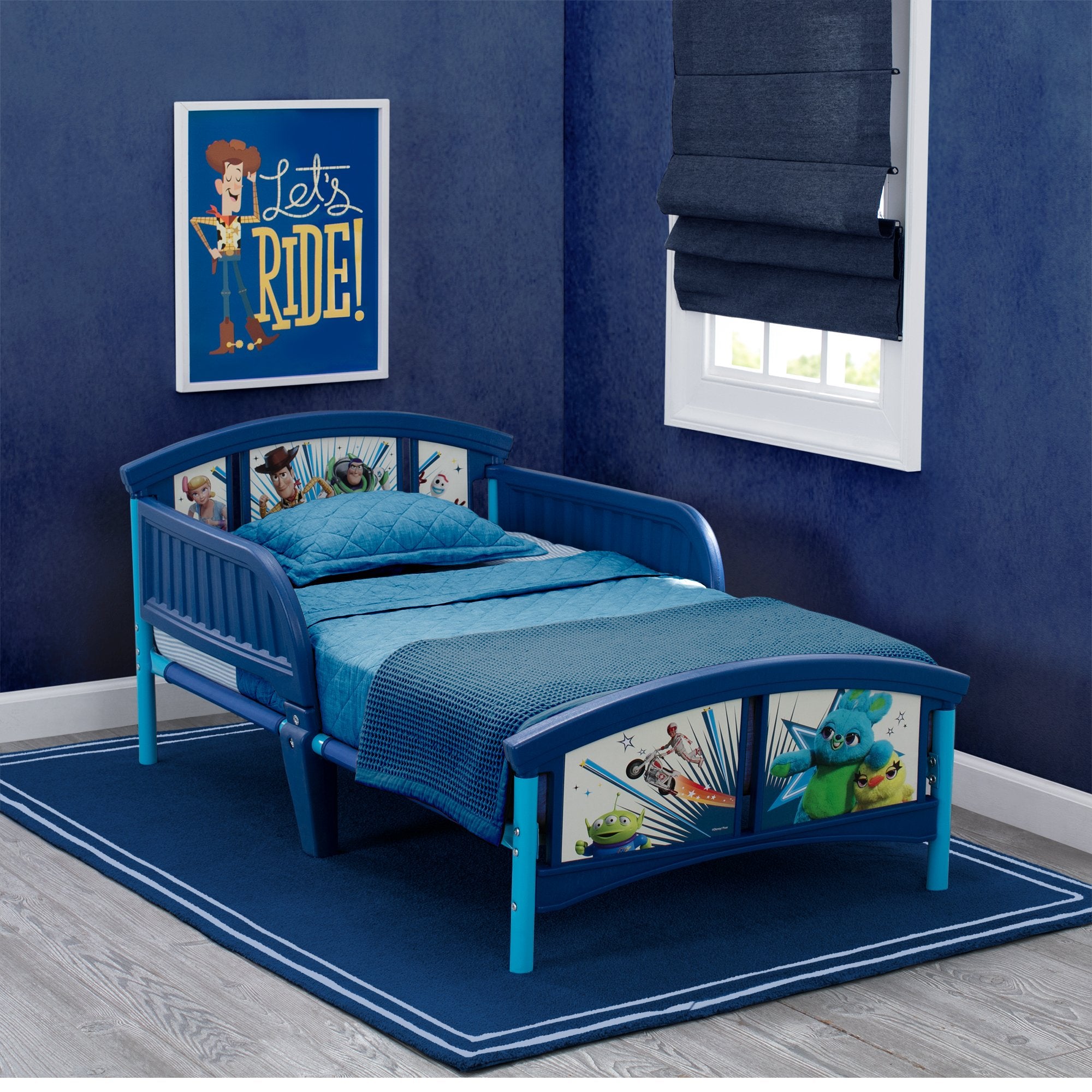 Toy Story 4 Plastic Toddler Bed for Kids - Disney Pixar Character Themed Children's Sleeping Furniture - Perfect for Nursery, Bedroom, and Daycare Use