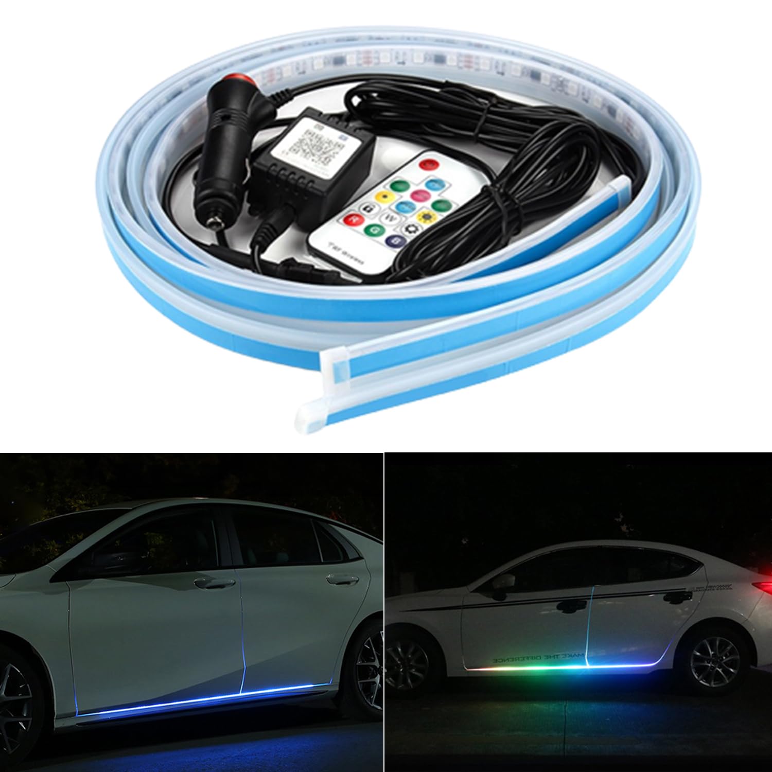 RGB Running Board Lights - 71'' Car LED Light Strip with Remote, 20 Music Modes & Dreamcolor Effects | Exterior Side Door Skirts Ambient Neon Lighting for Trucks, SUVs, Cars - Perfect for Night Driving & Car Shows