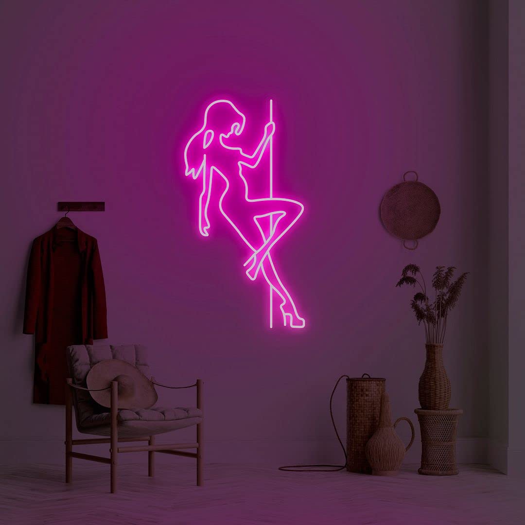 Sexy Pole Dancer Neon Sign - Vibrant Wall Art for Bedroom, Living Room & Party Decor - Perfect for Home, Wedding, Bar & Nightclub Lighting - Durable LED Neon Light for Girls Room & Dance Studio