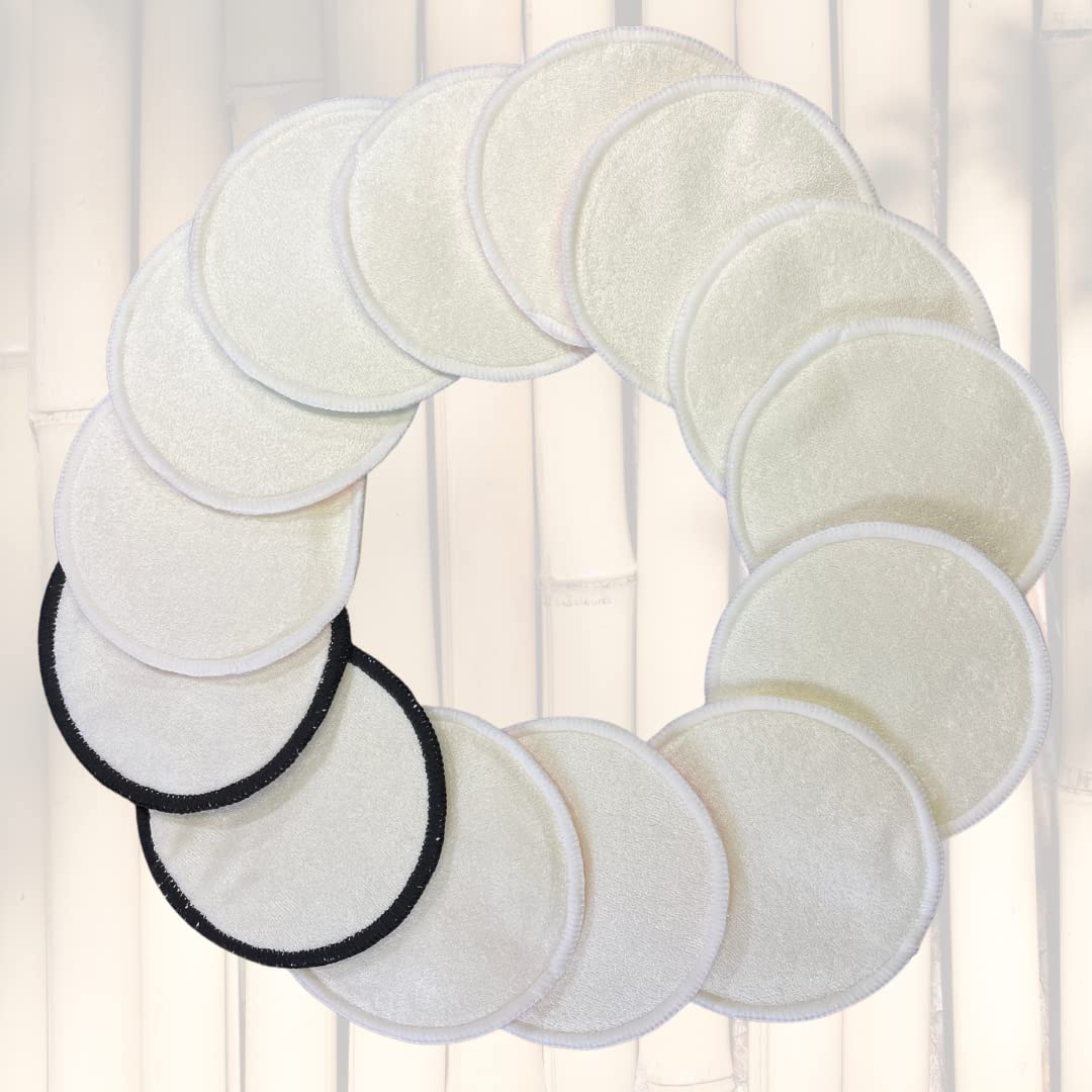 Alimos Organic Bamboo Nursing Pads - 14 Pack Reusable Washable Breastfeeding Pads | Ultra-Absorbent 4-Layer Protection | Leak Proof Nursing Essentials for Comfort & Discretion | Perfect for Daily Use, Travel & Work