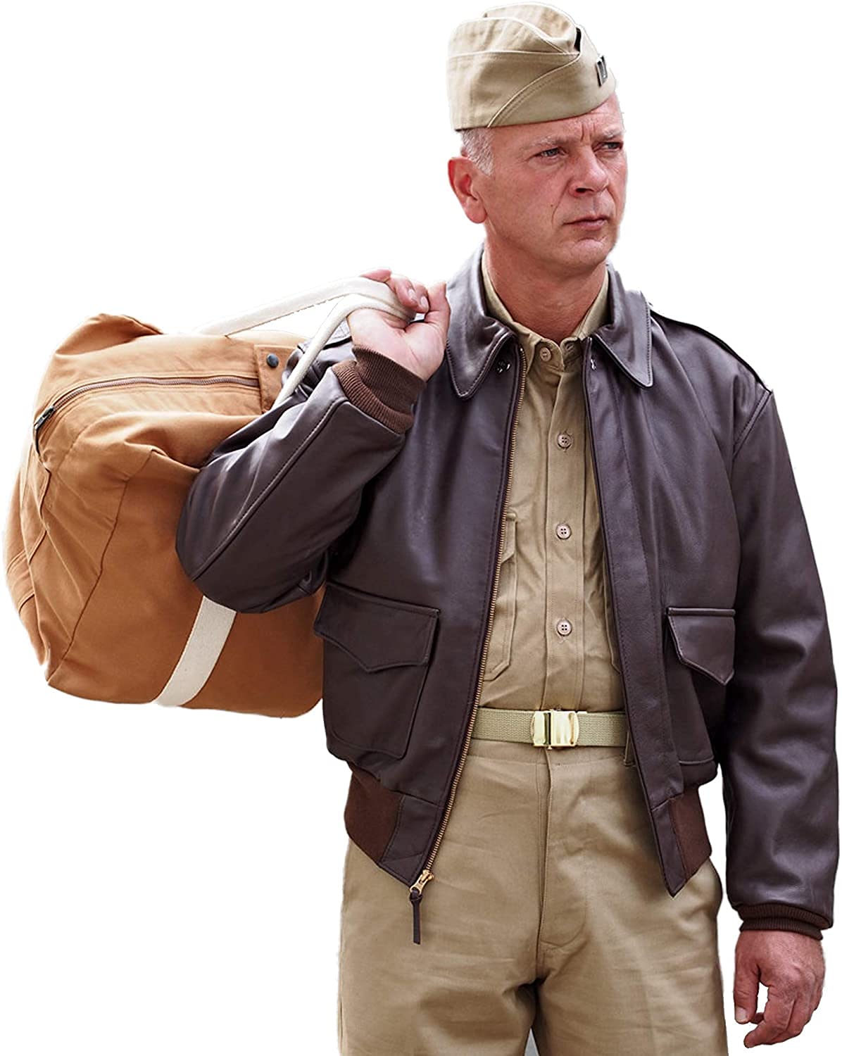 Genuine Leather A-2 Bomber Jacket - WWII US Air Force Style RAAF A2 Flight Jacket for Men | Vintage Military Aviation Outerwear for Pilots, Collectors & Historical Reenactments