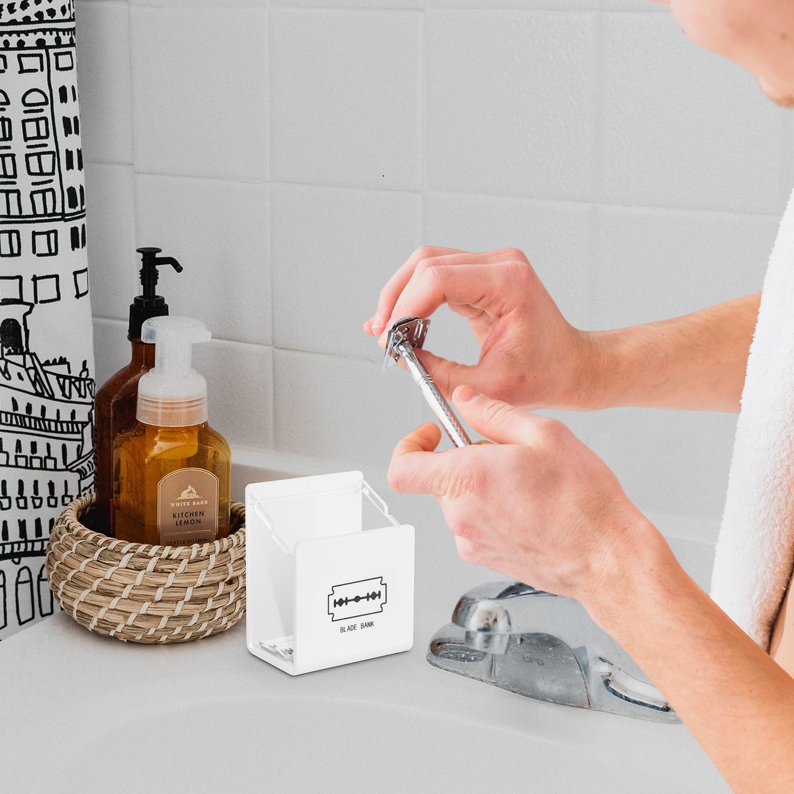 Beautyflier Wall Mount Razor Blade Disposal Container - Safe Storage Bank for Double Edge Razor Blades | Home & Professional Salon Use | Perfect for Bathroom, Barber Shop, and Personal Grooming Safety