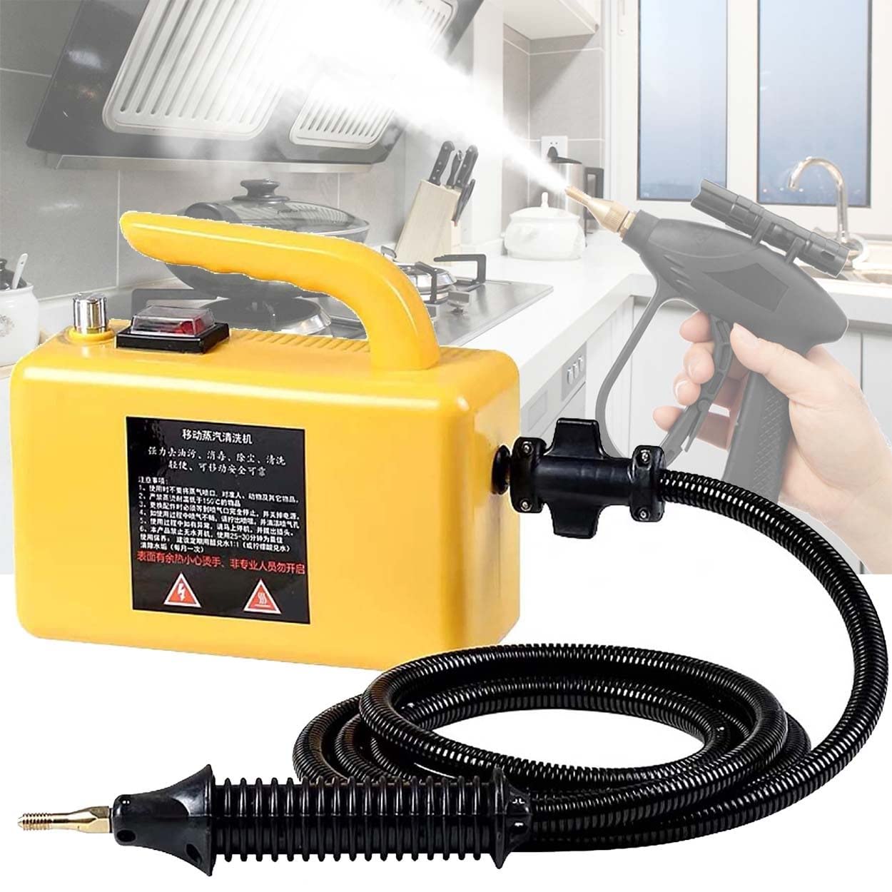 ZUKETANG 1700W High Pressure Steam Cleaner - Handheld Portable Steam Cleaning Machine with Adjustable Pump & Cleaning Kit Tools - Perfect for Kitchen, Bathroom, Furniture, Windows & Car Detailing - 110V US Plug