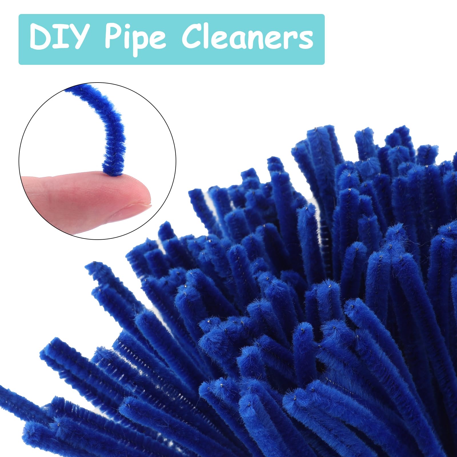 FirstKitchen Navy Blue Pipe Cleaners 100pcs - 0.23x12 Inch Chenille Stems for DIY Arts, Crafts, School Projects, STEM Activities & Cleaning Supplies