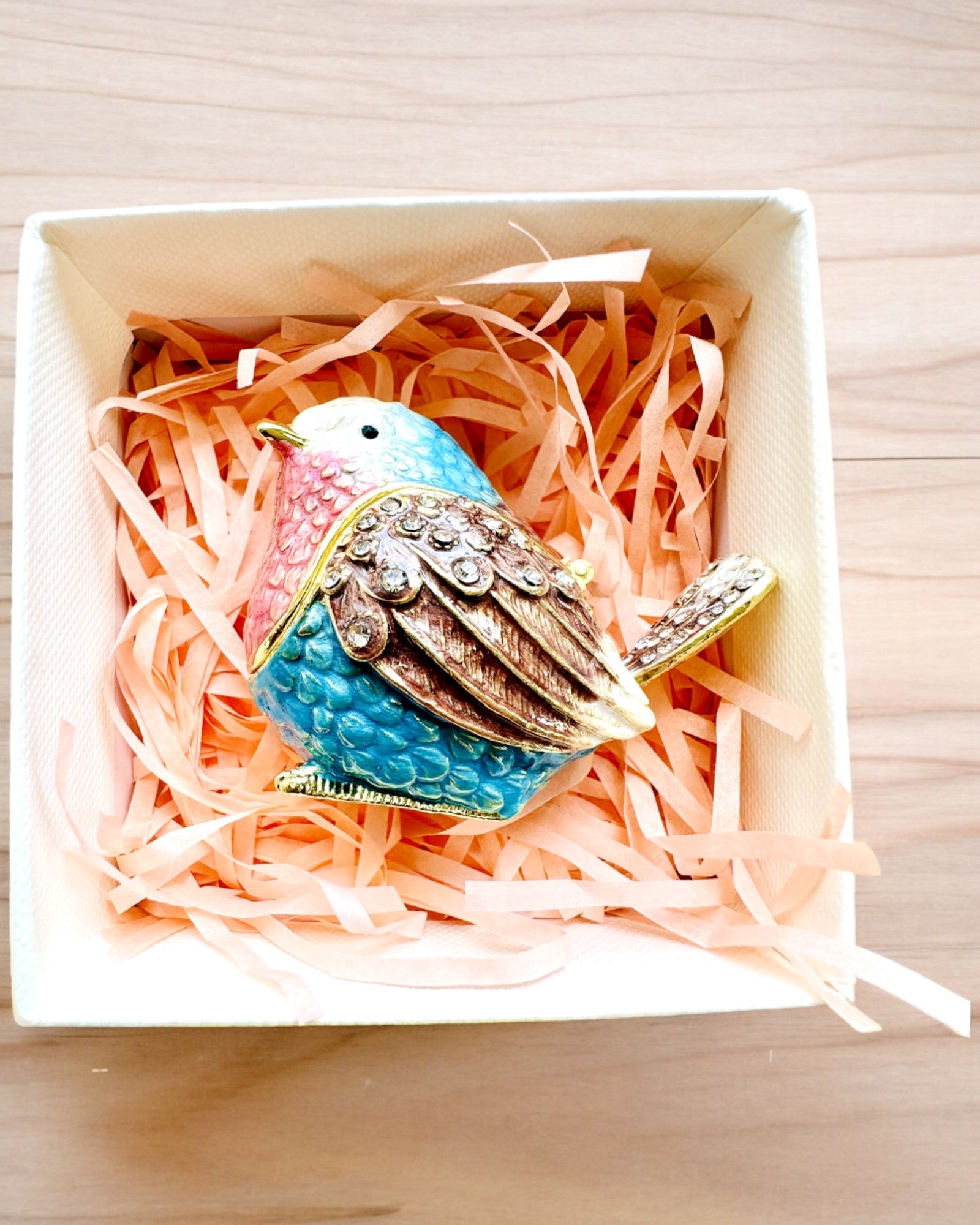 Exquisite Hand-Carved Colorful Sparrow Bird Treasure Box - Perfect for Jewelry Storage, Gift Giving & Home Decor