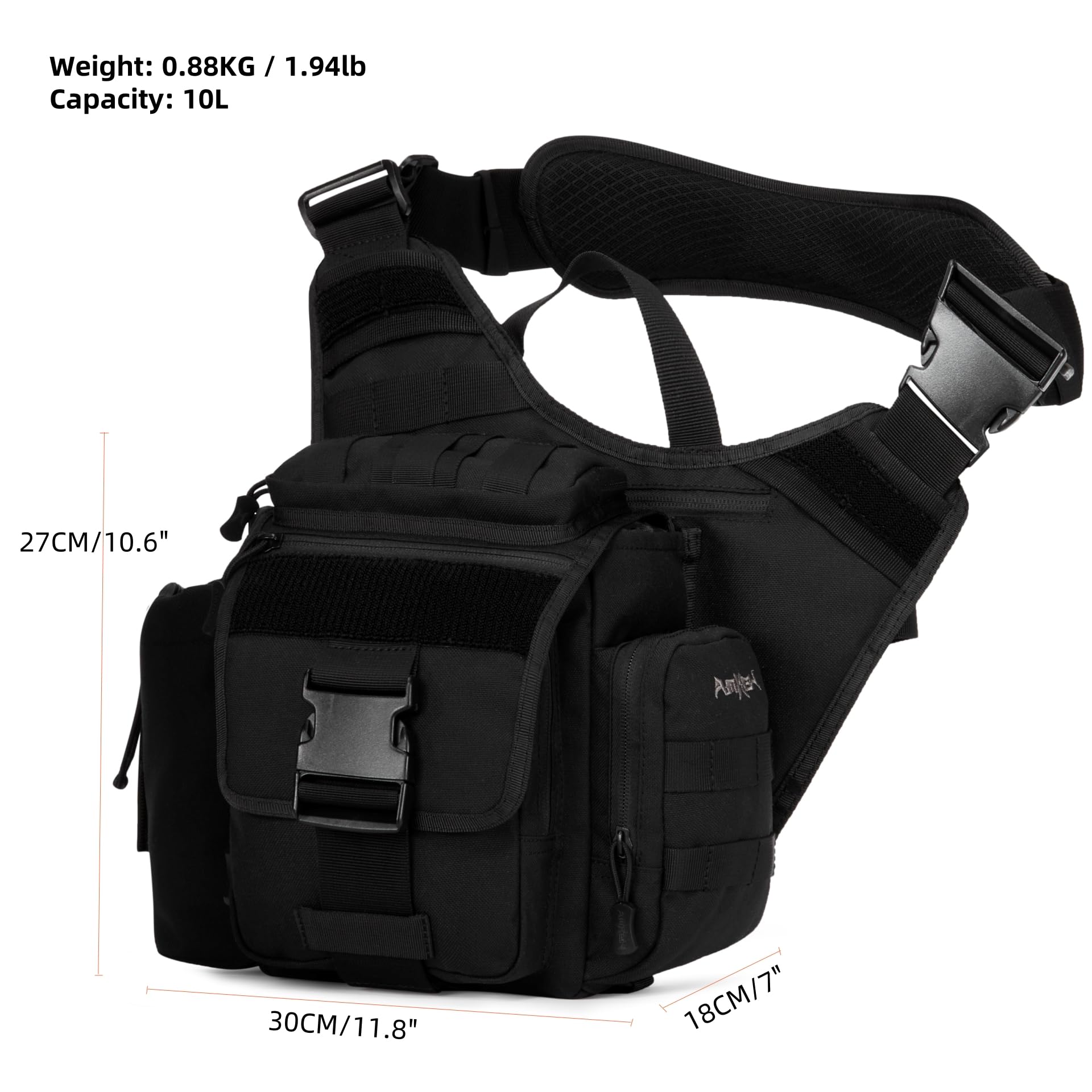 Tactical Messenger Bag Military Molle Shoulder Crossbody EDC Satchel for Men & Women - 10L Waterproof Durable Army Backpack for Hiking, Travel & Outdoor Adventures