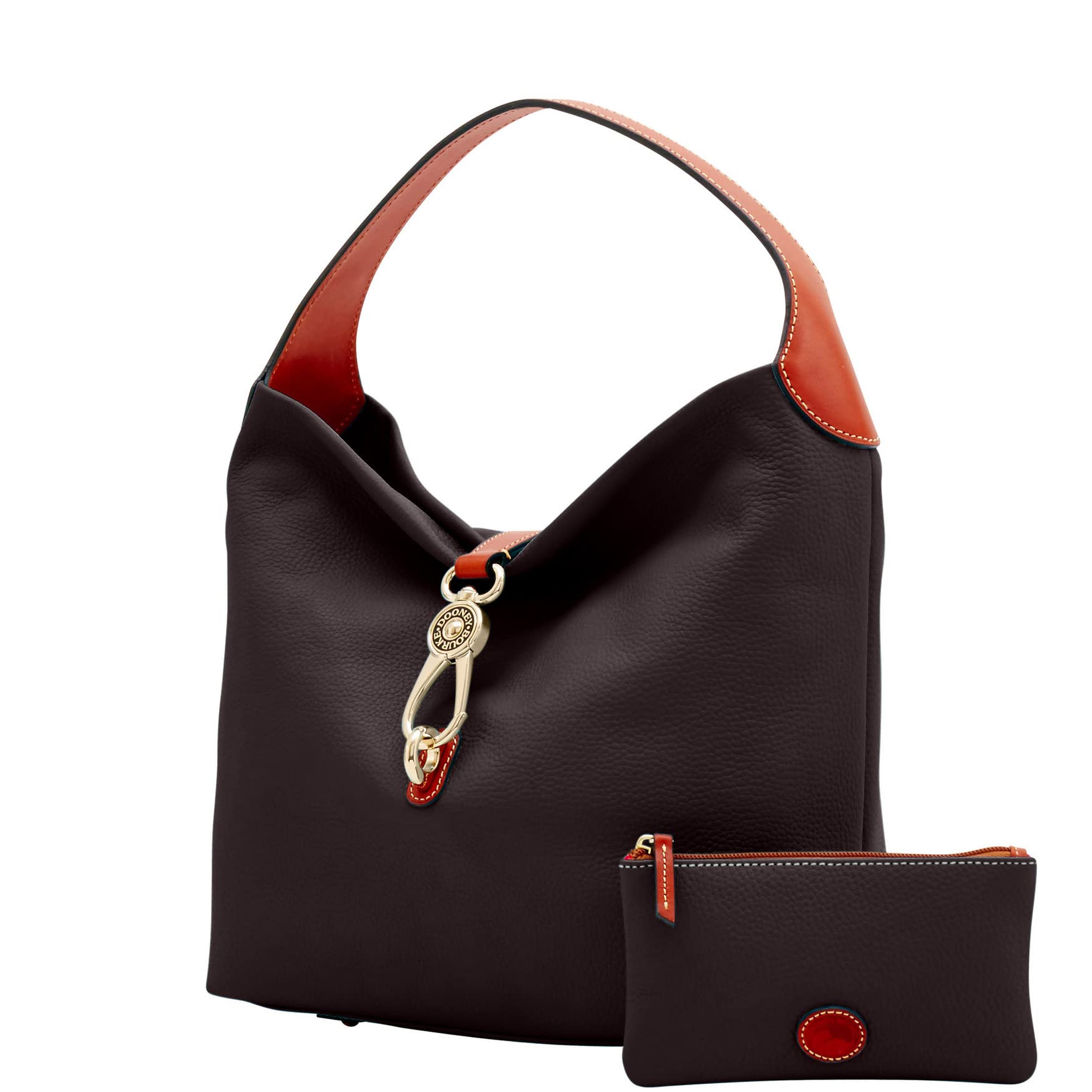 Dooney & Bourke Pebble Grain Leather Shoulder Bag with Logo Lock & Detachable Pouch - Stylish Women's Handbag for Work, Travel & Everyday Use