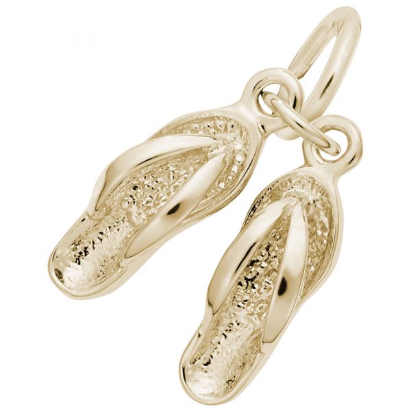 14K Yellow Gold Flip Flop Charm Pendant - Dainty Beach Jewelry for Necklace, Bracelet & Anklet - Perfect for Summer Vacations, Pool Parties & Tropical Getaways
