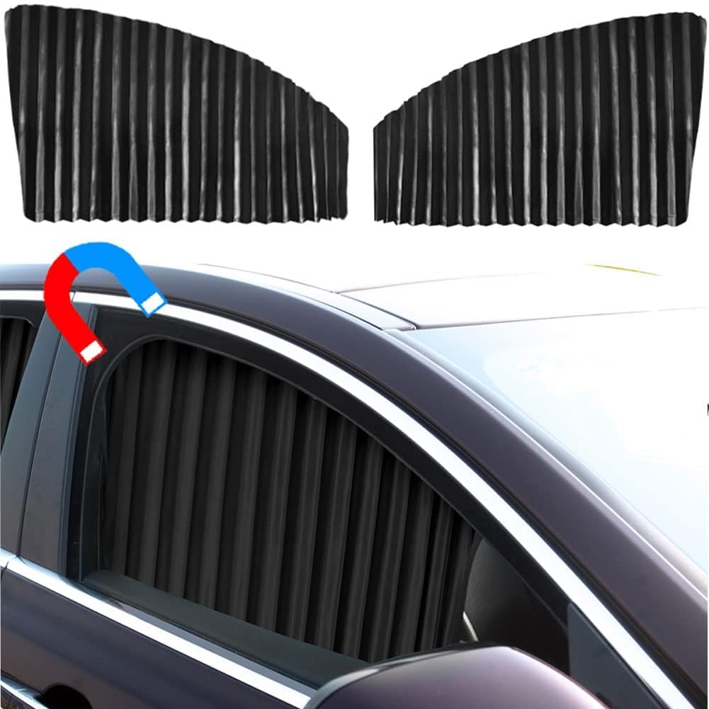 Ovege 2-Pack Car Side Window Sun Shade - Black Opaque Privacy Window Covers with Magnetic Suction for Front Seats | UV Protection & Heat Reduction for Sedans, SUVs, and Trucks | Perfect for Road Trips, Parking, and Baby Protection