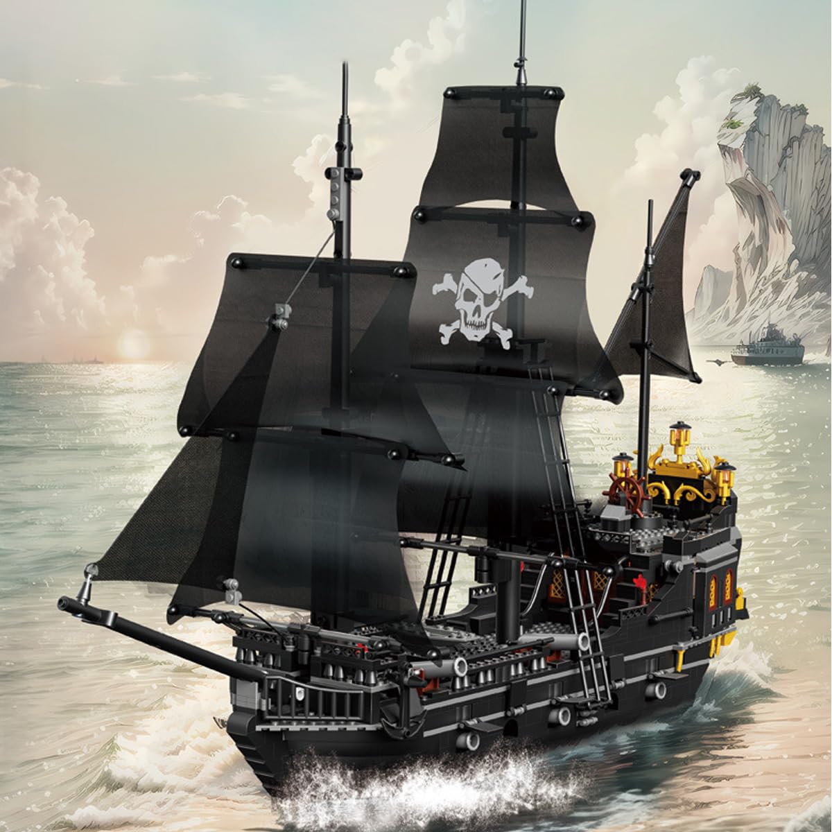 Auspcers Pirate Ship Building Blocks Set - 1424PCS Micro Blocks Construction Kit, Creative DIY Toy Boat for Kids & Adults - Perfect for Birthday Gifts, STEM Learning & Home Decoration