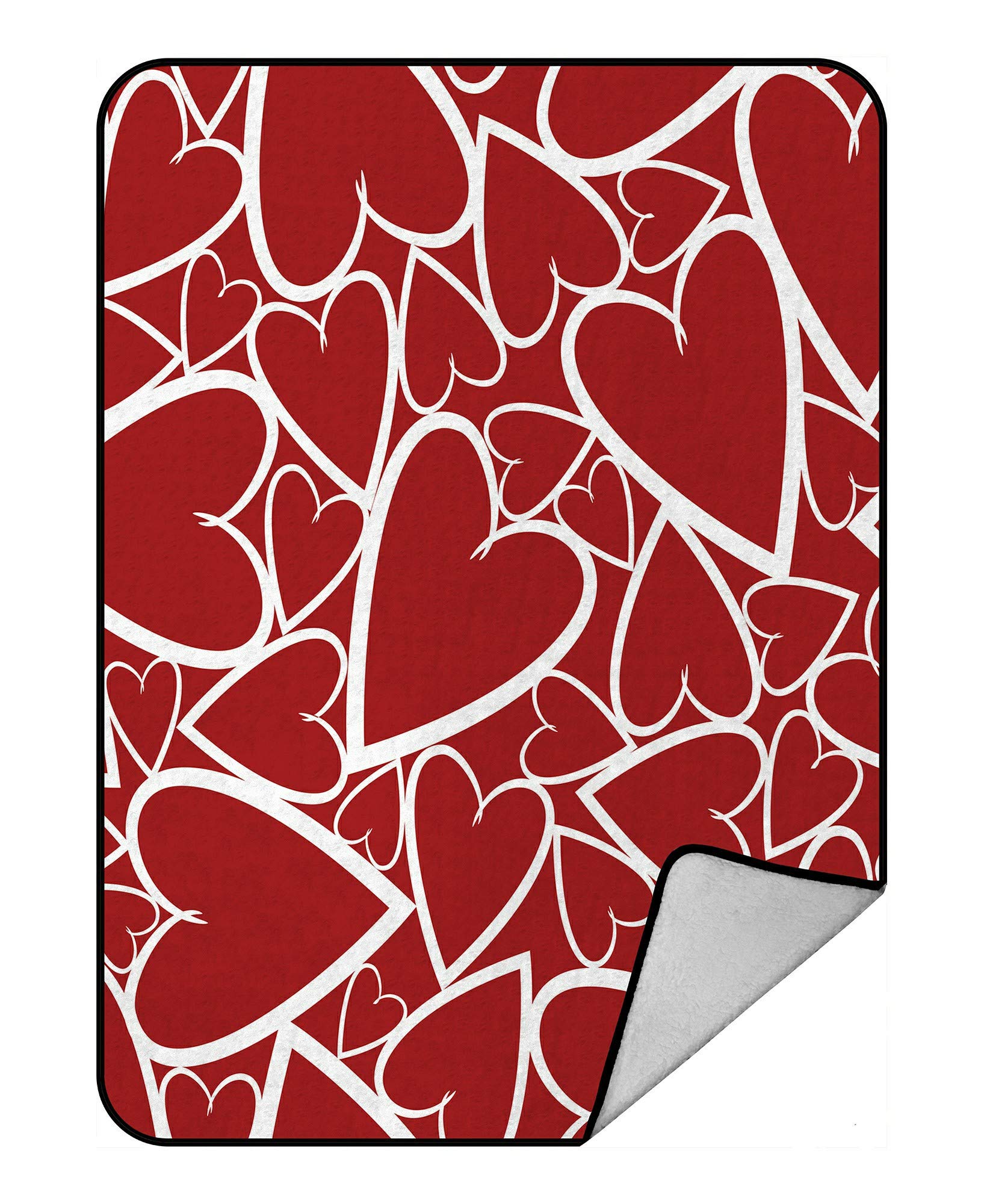 ECZJNT Red Background Fleece Throw Blanket with Bright Hearts - Soft Plush Blanket 58x80 Inches - Perfect for Couches, Beds, and Cozy Winter Nights