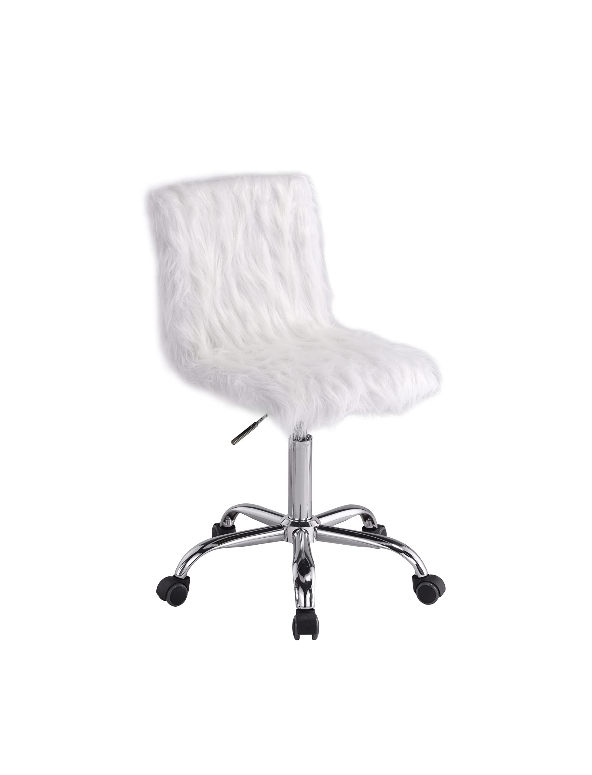 HomVent Faux Fur Desk Chair - Swivel Fuzzy Vanity Chair with Height Adjustment, Fluffy Armless Task Chair for Home Office, Living Room, Studio & Makeup Station | Perfect for Gaming, Working & Beauty Routines
