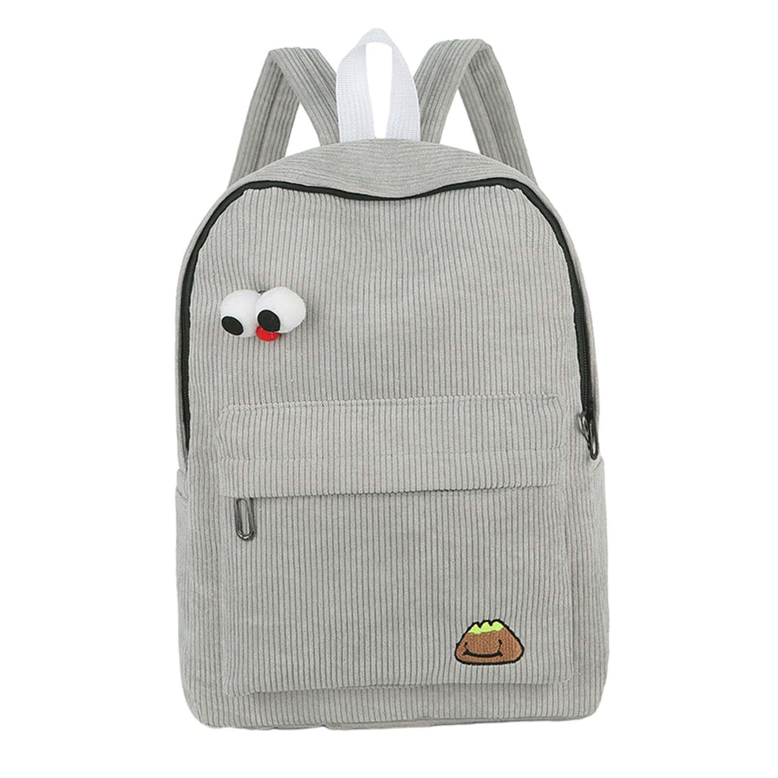 MYADDICTION Stylish Corduroy Backpack for Women & Men - Durable Small Shoulder Bag for Work, Hiking & Travel - Trendy Grey Unisex Backpack for Daily Commute, College & Outdoor Adventures