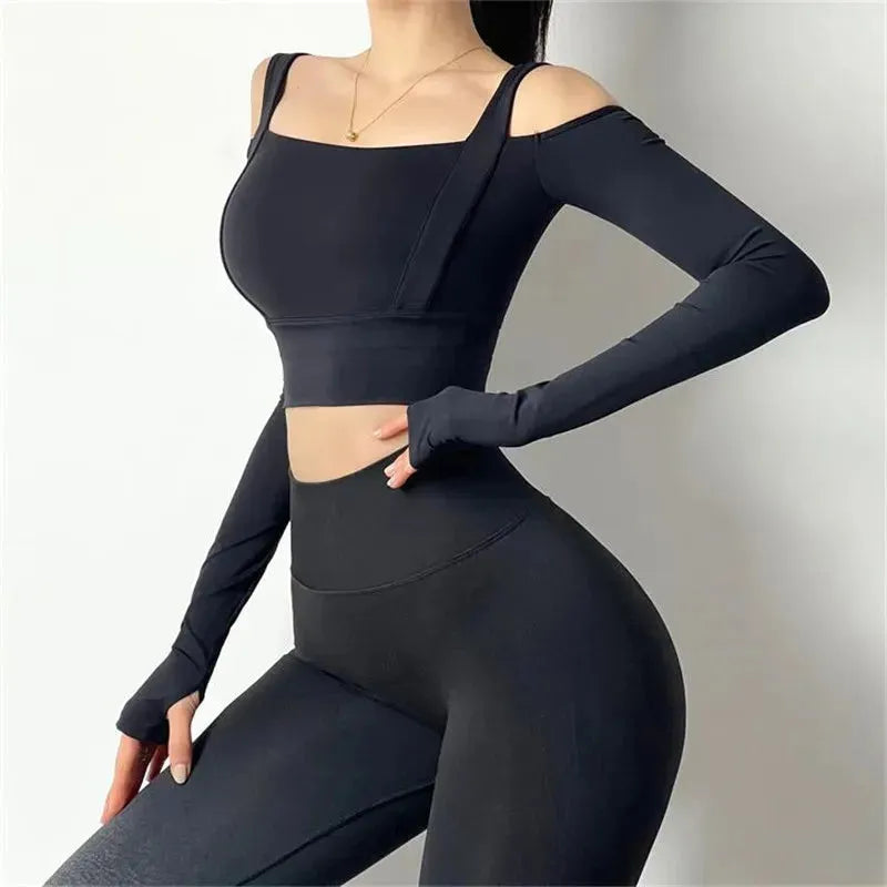 Women's Strapless Long Sleeve Dry Fit Tank Top - Breathable Workout Shirt for Gym, Running & Fitness | Moisture Wicking Athletic Sportswear for Yoga, HIIT & Active Lifestyles