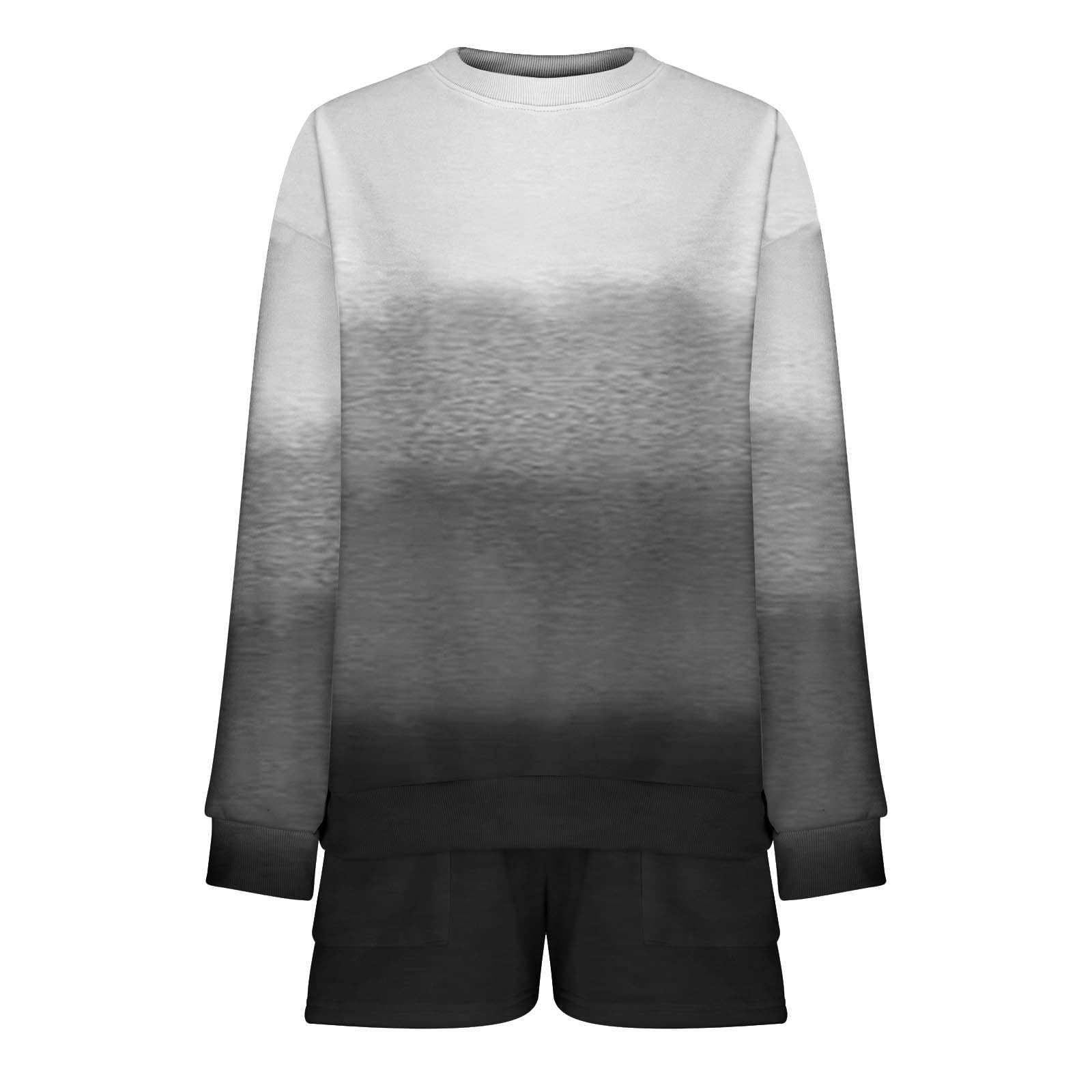 Wodceeke Women's 2-Piece Sweatsuit Set - Gradient Print Oversized Pullover Sweatshirt & Shorts | Casual Lounge Wear, Athleisure Outfit for Home, Gym & Street Style