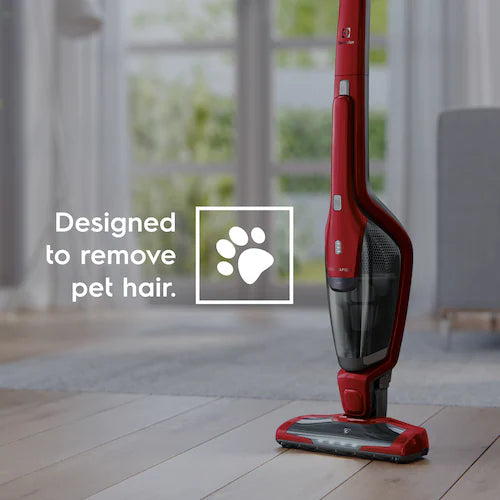 Electrolux EHVS3510AR Ergorapido Pet Cordless Vacuum Cleaner - Lightweight, Powerful Suction for Pet Hair, Hard Floors & Carpets - Perfect for Home, Office & Pet Owners (Chili Red)