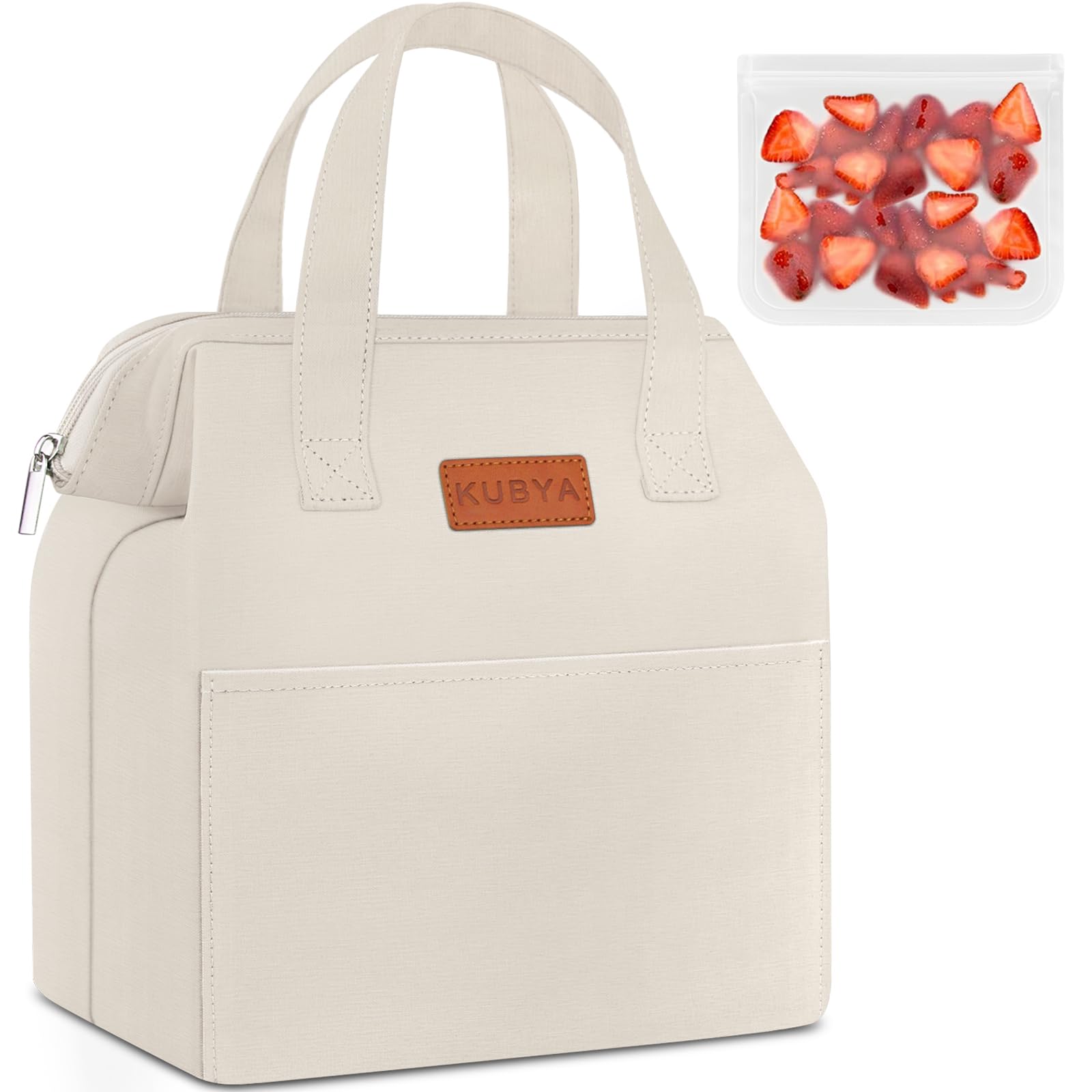 Reusable Insulated Lunch Bag for Women & Men - Eco-Friendly Lunch Tote with Food Storage Container - Perfect for Work, School, Picnic, Beach or Travel (Beige) | Keep Meals Fresh at Office, Outdoor Activities & Daily Commute