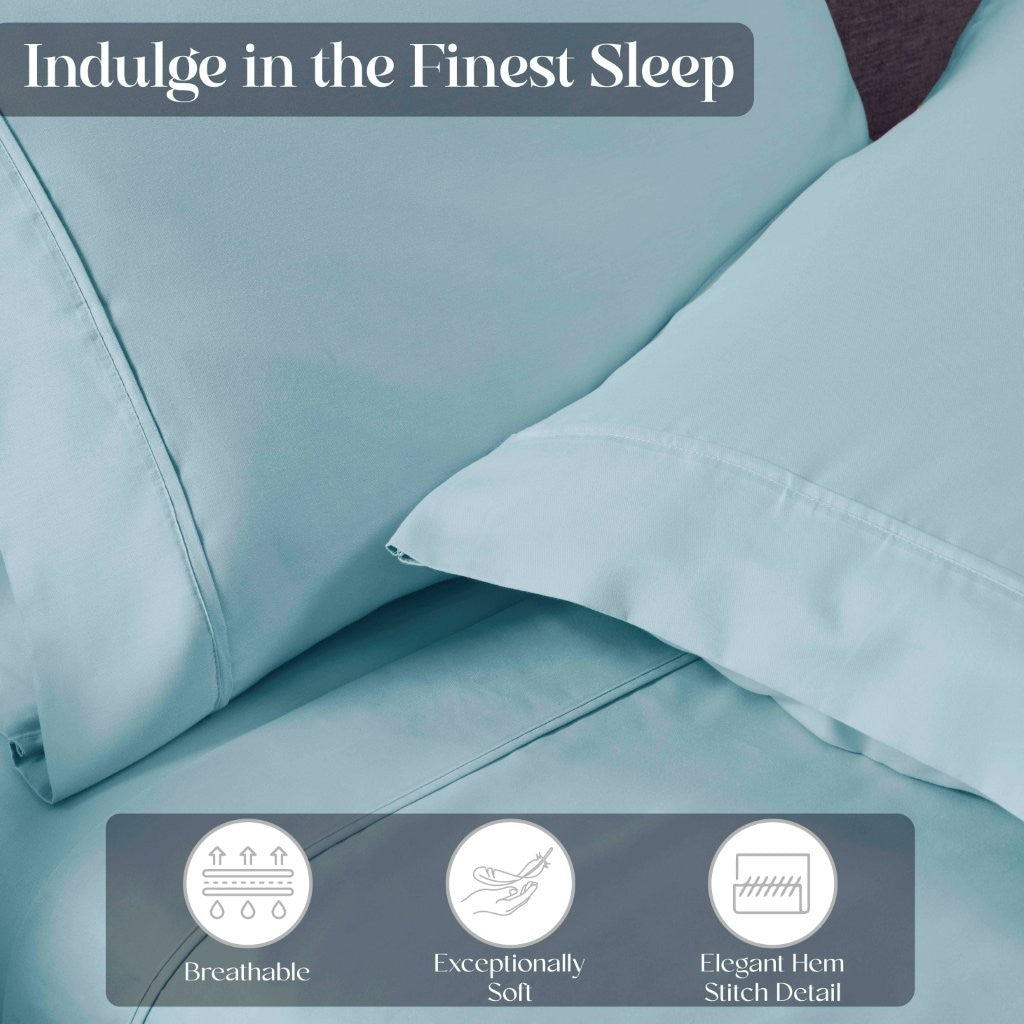 Premium 1400-1500 Thread Count Cotton Blend Deep Pocket Bed Sheet Set - Ultra Soft & Breathable for a Comfortable Sleep - Perfect for Master Bedroom, Guest Room & Dorm
