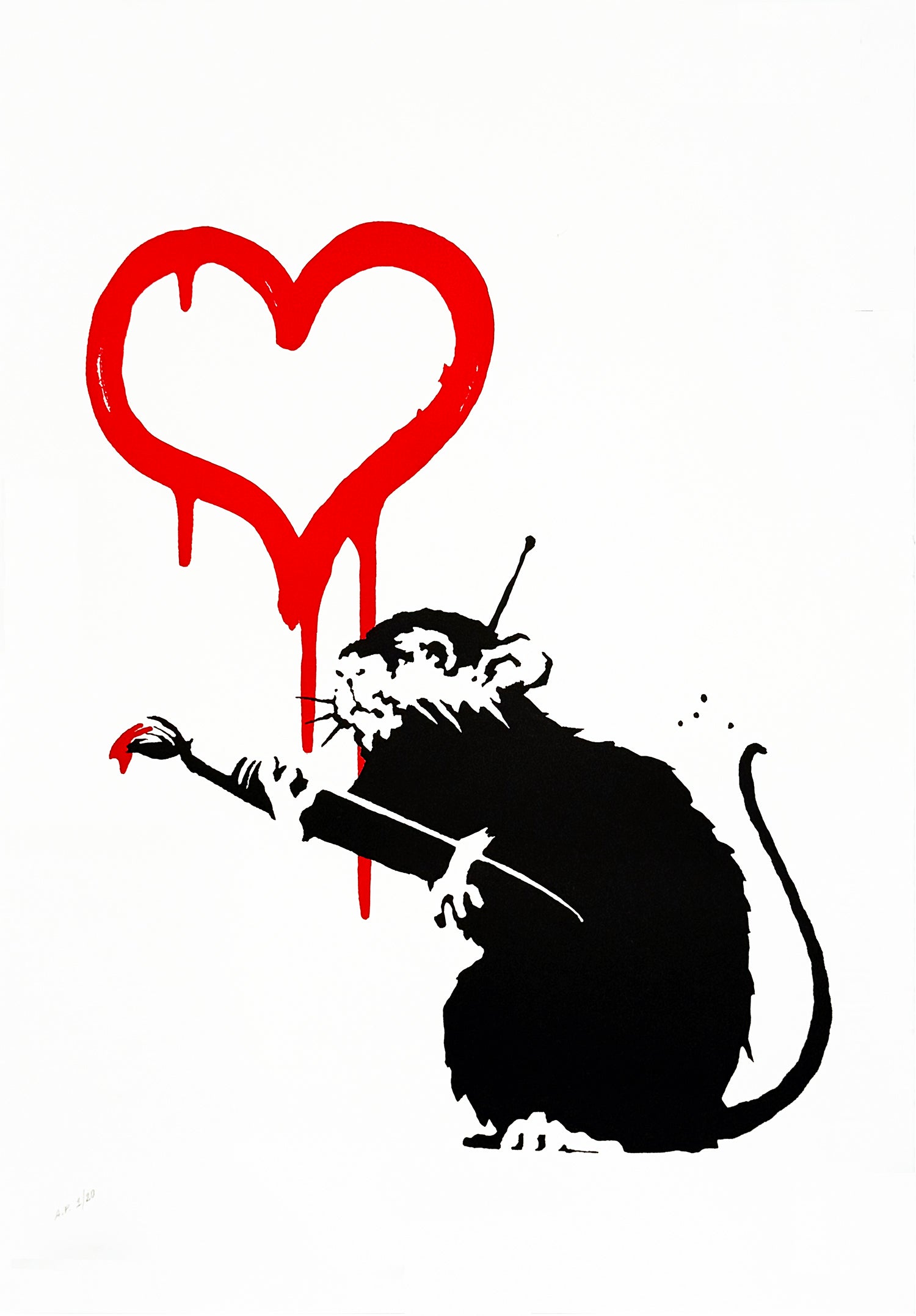 Banksy 'Love Rat' (2004) Reproduction Screen Print Artist Proof - Limited Edition Street Art for Home Decor & Urban Art Collection