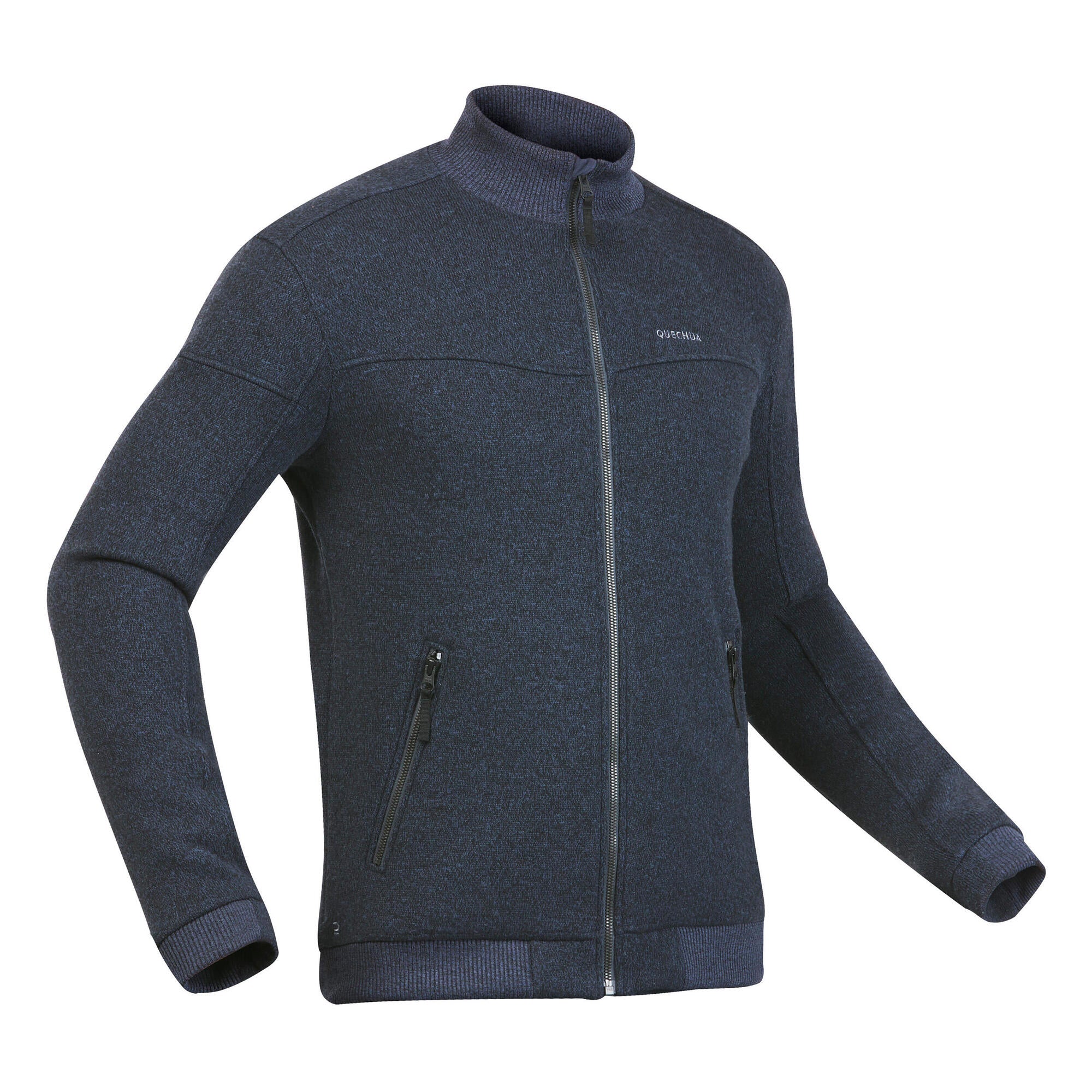 Quechua Men's SH100 Fleece Winter Jacket - Lightweight Warm Hooded Coat for Hiking & Outdoor Activities | Cold Weather Essential for Camping & Winter Sports