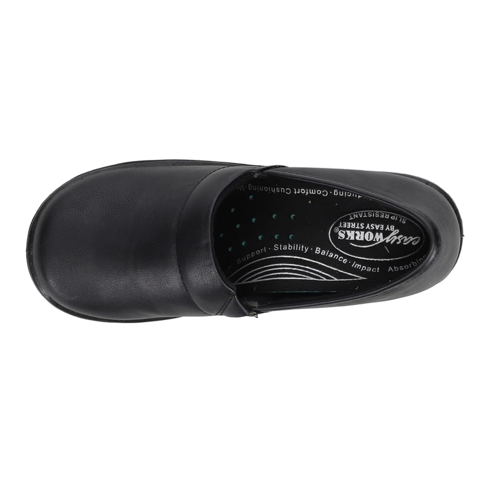 Easy Street Women's Laurie Slip-Resistant Soft Toe Work Safety Shoes - Black (Size 6 2E) | Comfortable Non-Slip Shoes for Nurses, Waitresses & Healthcare Professionals