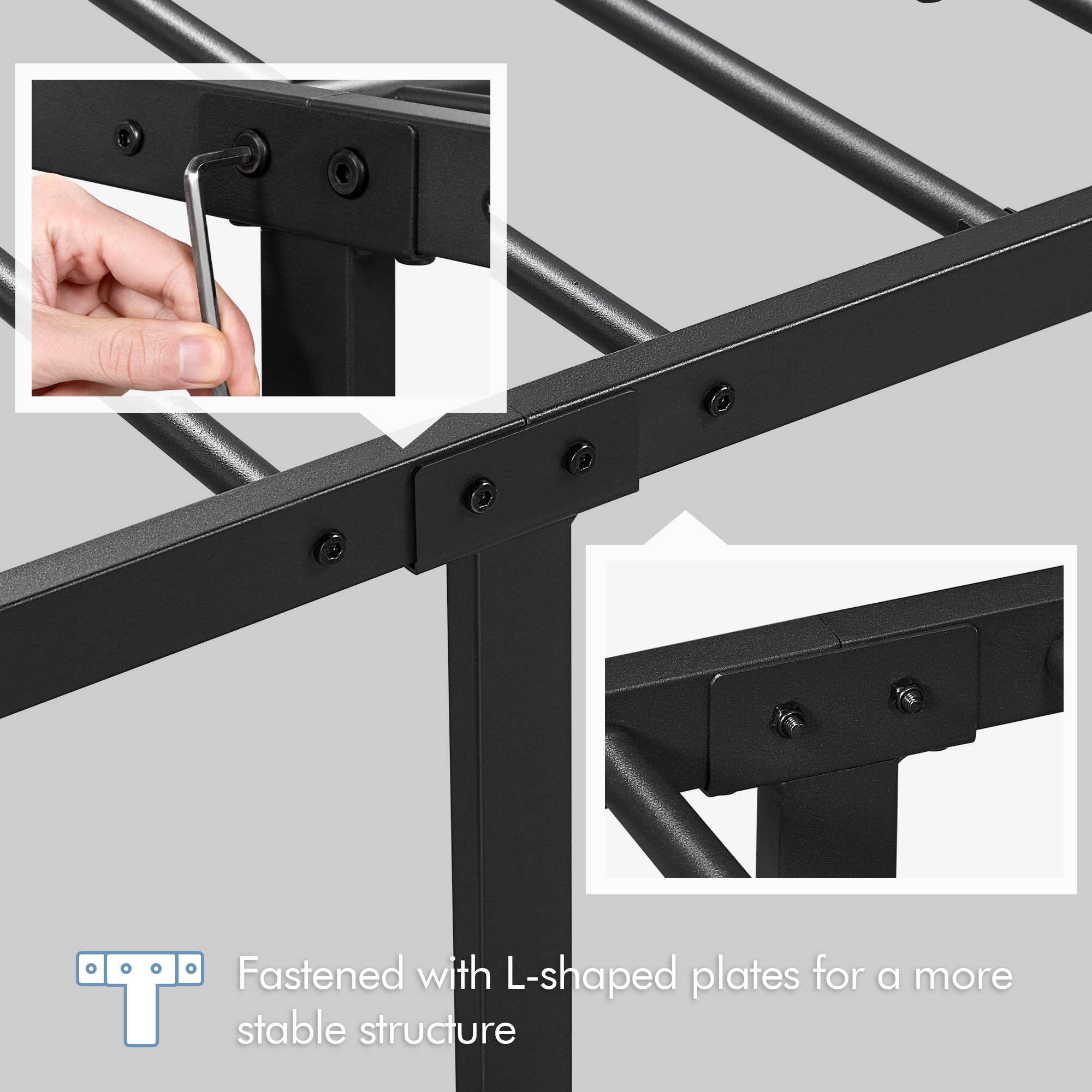 Yaheetech Twin Size Metal Platform Bed Frame with Arrow Design Headboard - 13 Inch Sturdy Mattress Foundation, No Box Spring Needed, Space-Saving Storage Under Bed, Easy Assembly, Modern Black Bedroom Furniture for Small Spaces & Dorm Rooms