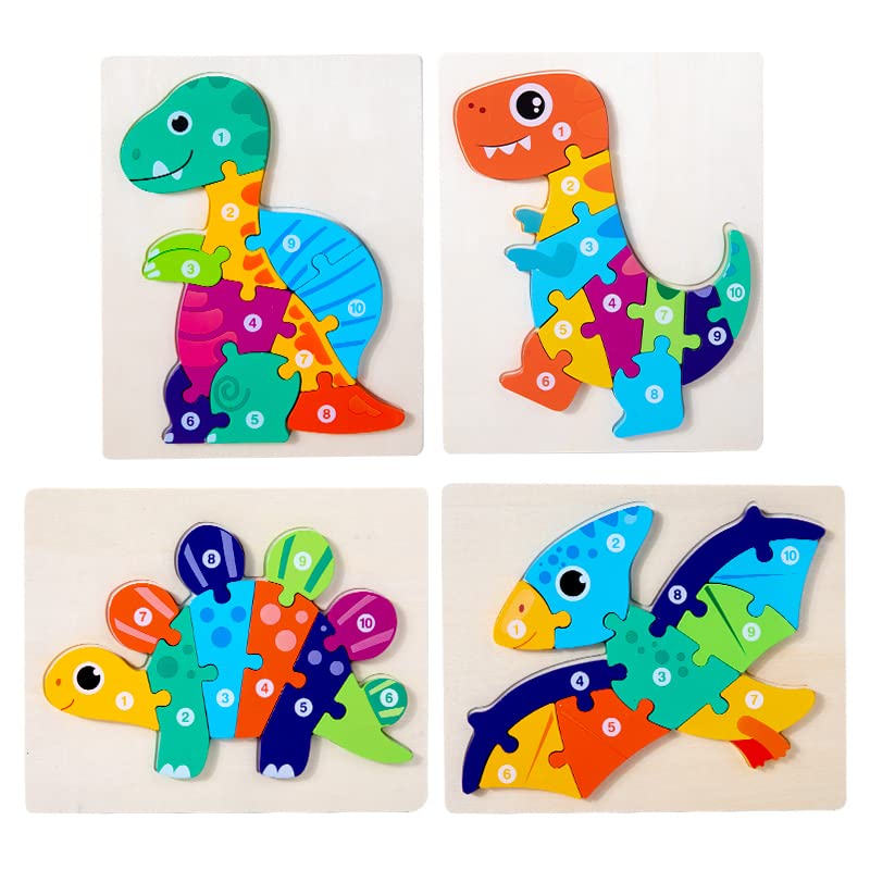 Dinosaur Wooden Puzzle for Kids Ages 2-5 | Montessori Learning Toys | Educational Animal Puzzle Gift for Boys & Girls | Perfect for Birthday, Preschool & Early Childhood Development