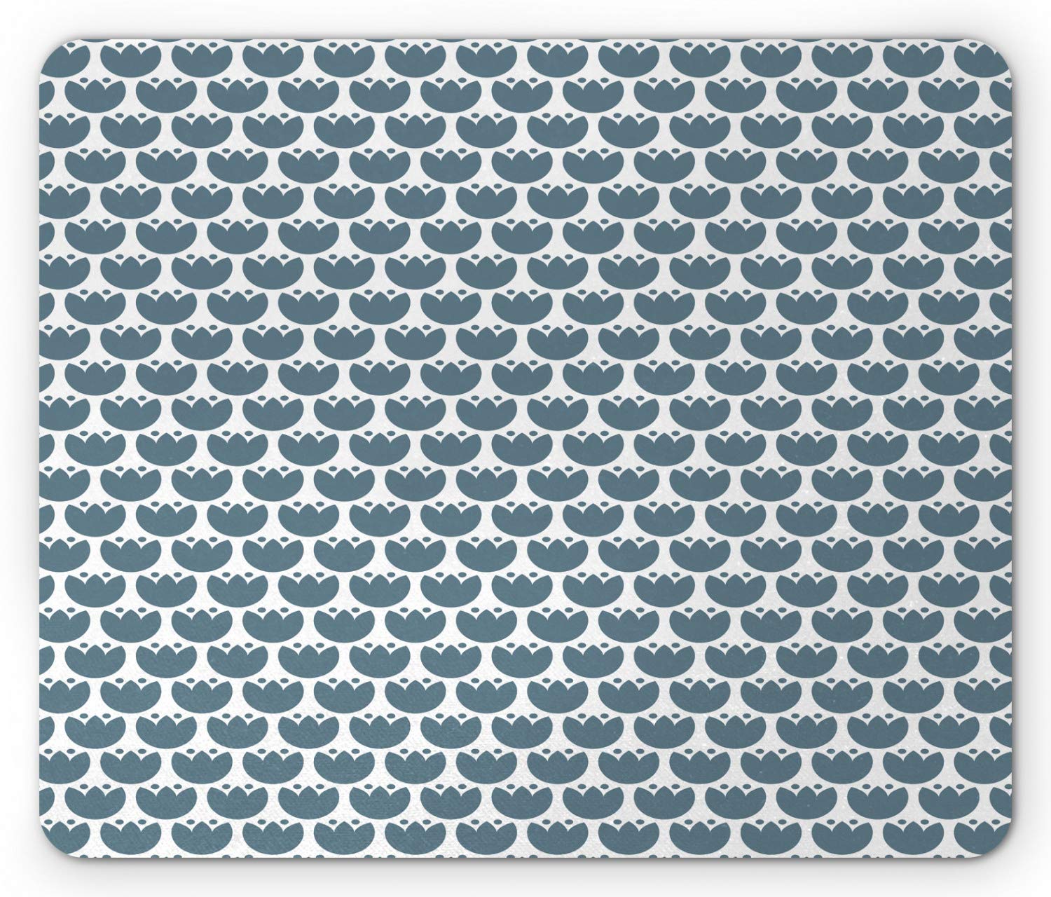 Ambesonne Scandinavian Folk Art Mouse Pad - Minimalist Monochrome Hygge Flowers Design, Non-Slip Rubber Base, Standard Size Rectangle Mousepad (Slate Blue & White) - Perfect for Home Office, Gaming & Workspace Decor