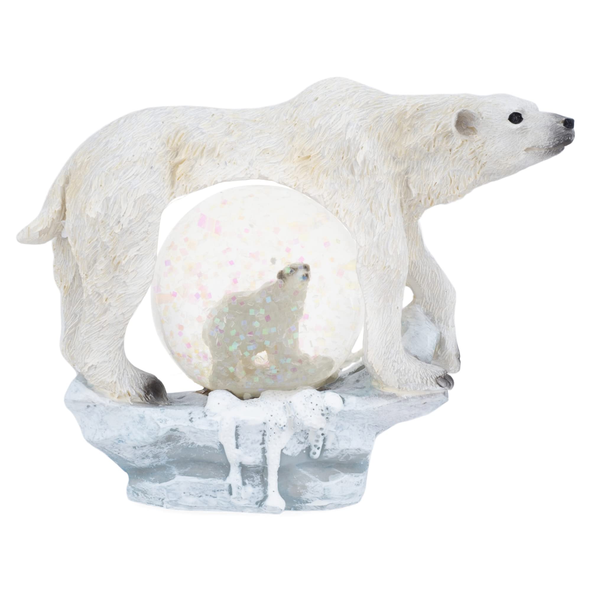 Elanze Designs White Polar Bear Winter Snow Globe - 45MM Miniature Tabletop Decor, Polyresin Glitter Water Scene for Nightstand, Dresser, or Holiday Display | Perfect for Christmas Decorations, Winter Wonderland Theme, and Gift Giving
