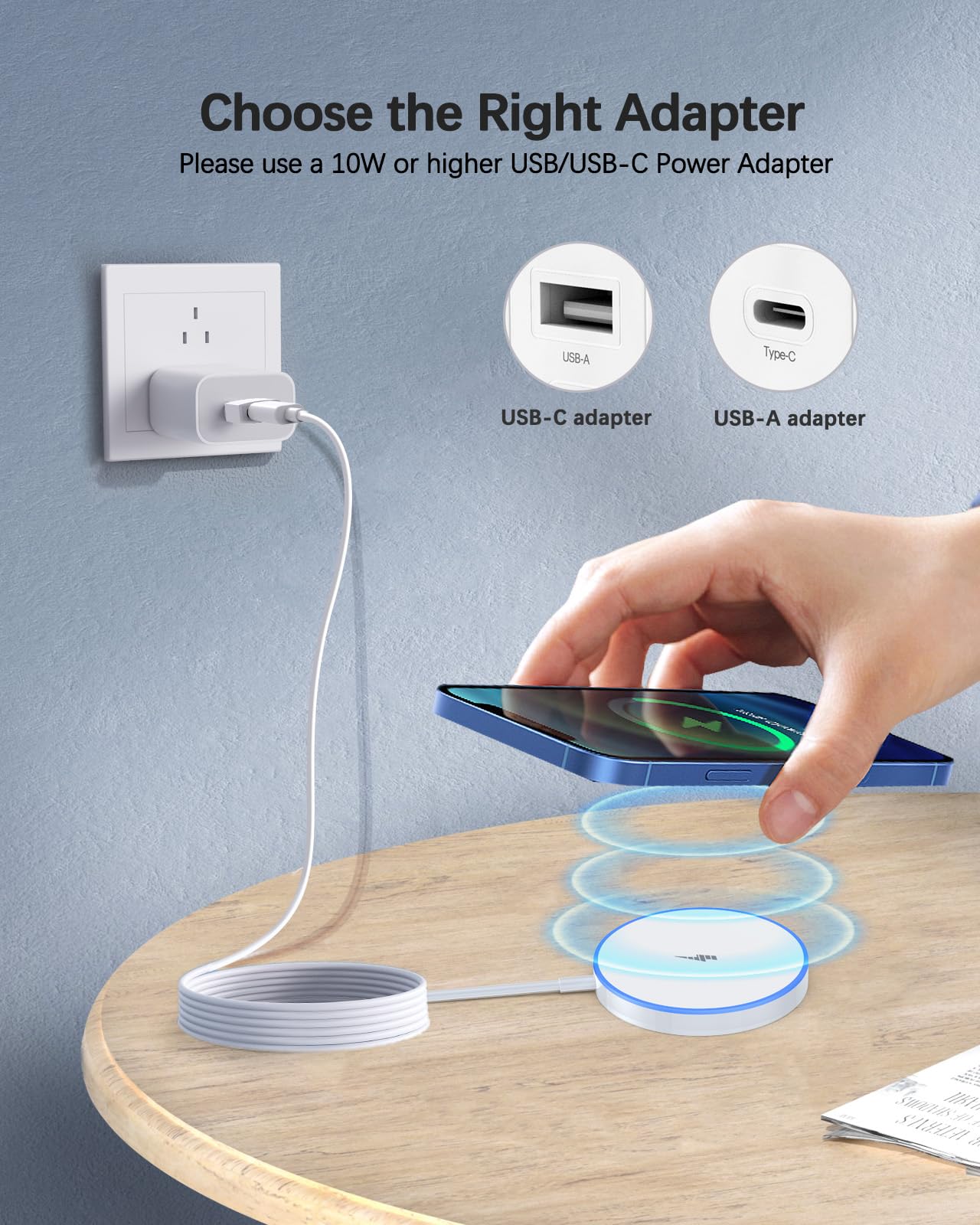 15W Magnetic Wireless Charger with Dual Ports - Apple MagSafe Compatible for iPhone 16/15/14/13/12 Series & AirPods Pro/3/2 | Fast Charging Pad with LED Indicator | Perfect for Home, Office and Travel Use