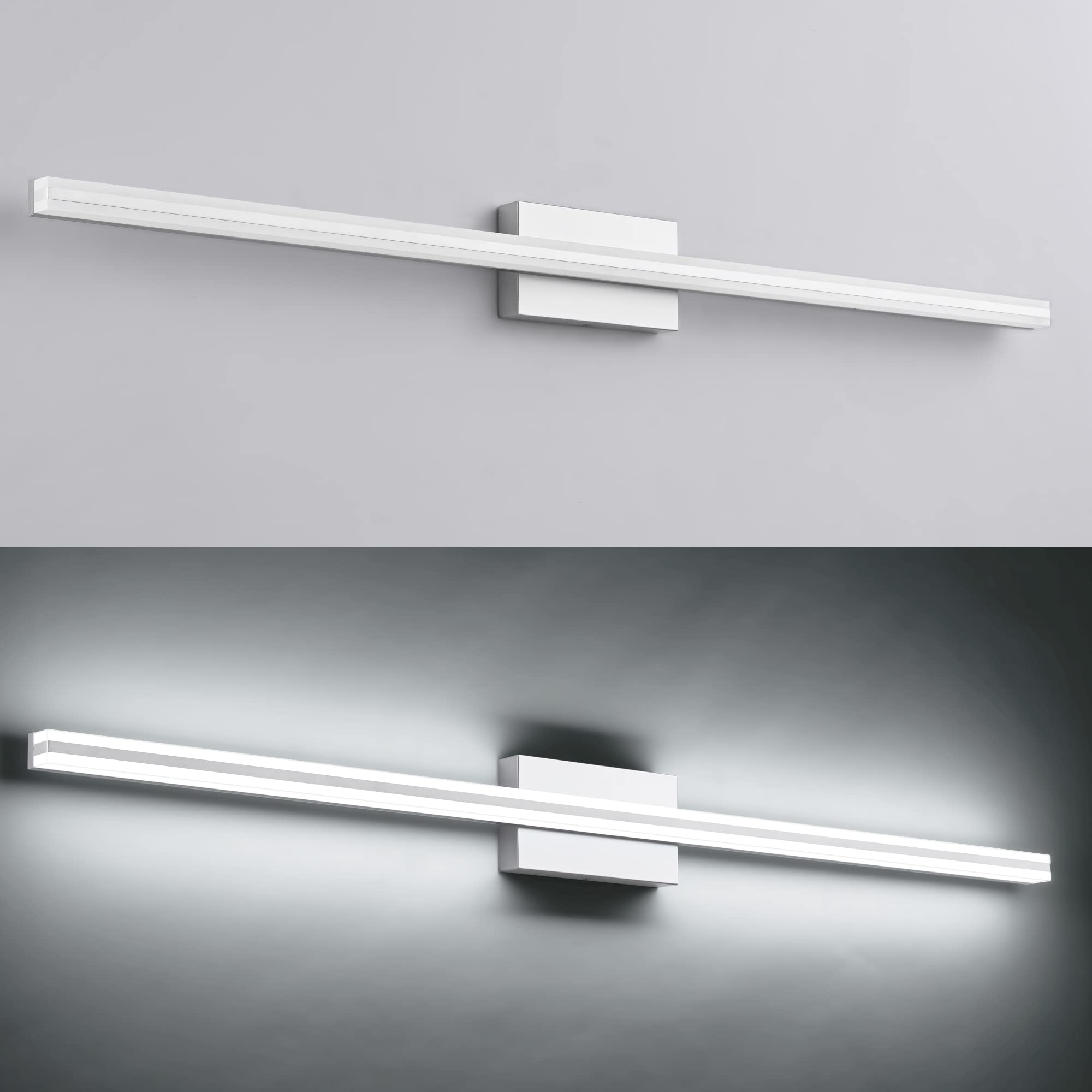 Modern 48 Inch Dimmable LED Bathroom Vanity Light Fixture - Silver Finish Over Mirror Lighting for Bathroom Makeup & Grooming - Perfect for Home Spa, Hotel, and Salon Vanity Areas